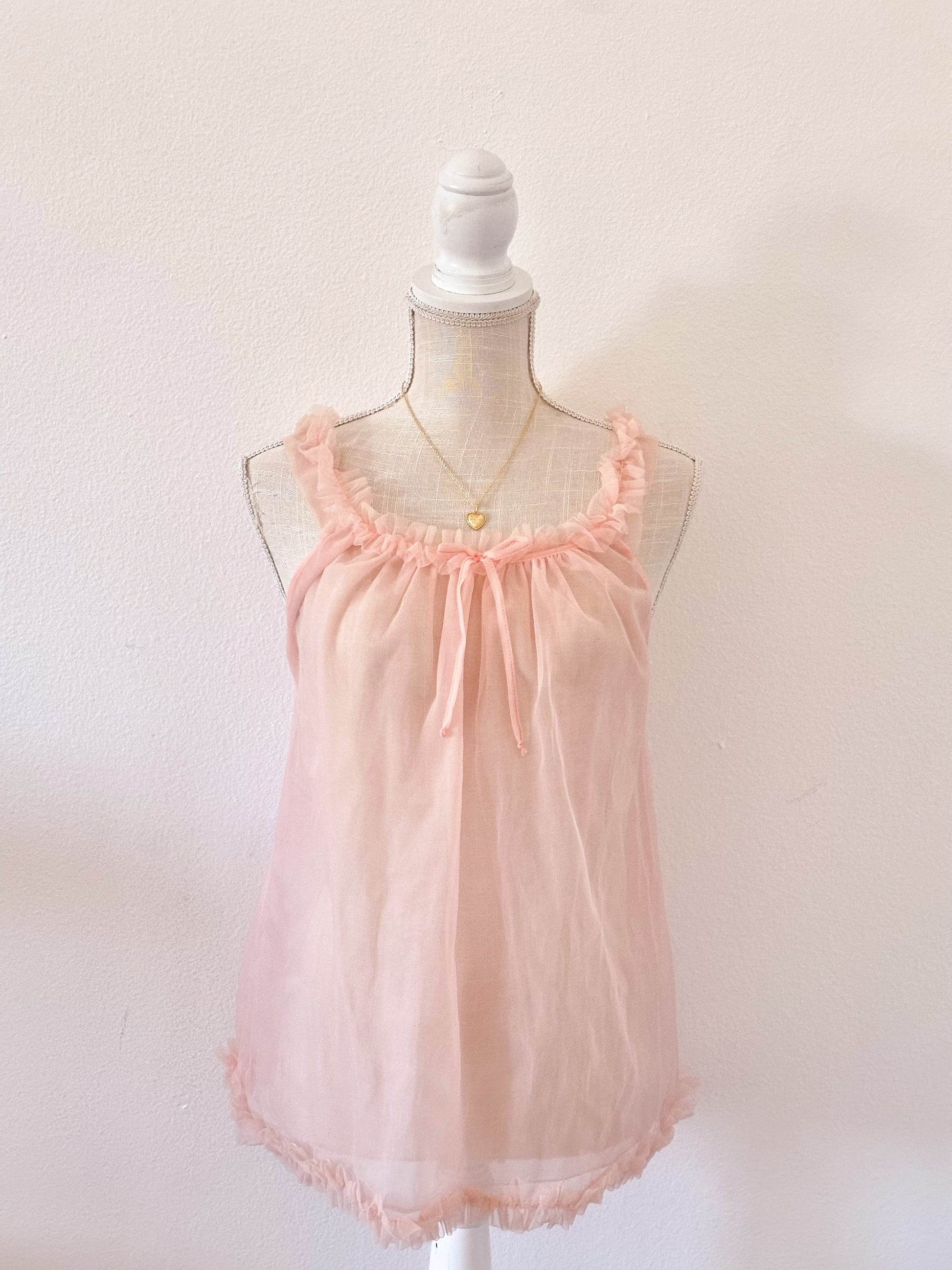 uthentic 1950s Peach Sheer Babydoll Top Size: XS (Tagged M)