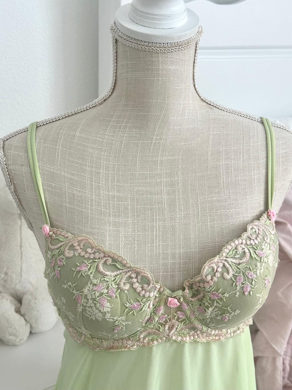 Vintage Delicates Green Fairy Babydoll Slip Dress Size: M