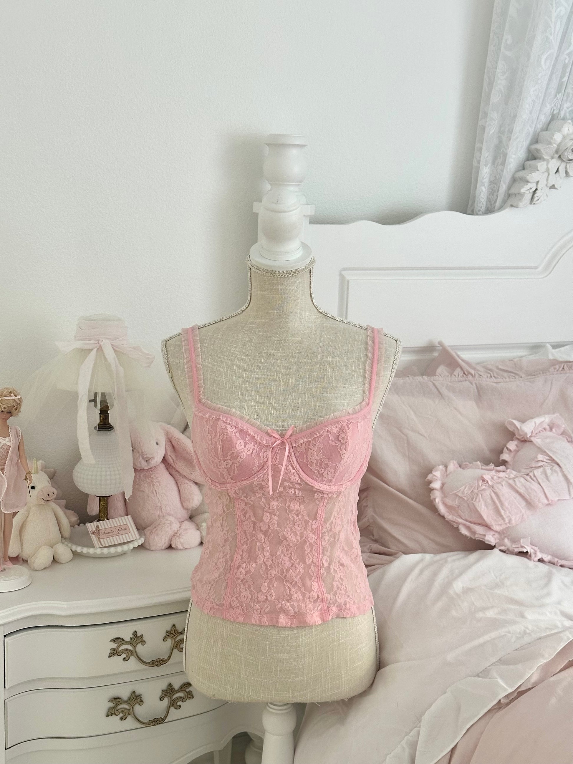 Vintage 2005 Victoria’s Secret Sydney Carlson Pink Bustier Lace Top Size: M
