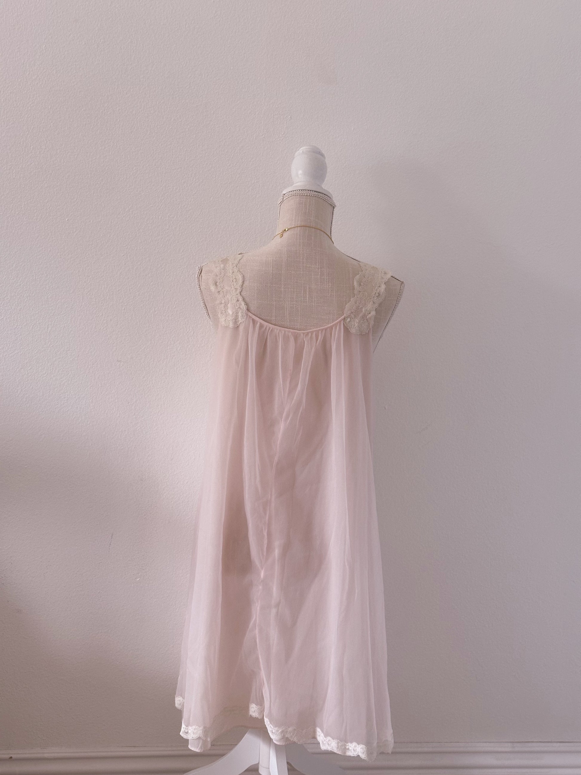 Vintage 1960s pink nylon nightgown Size: S