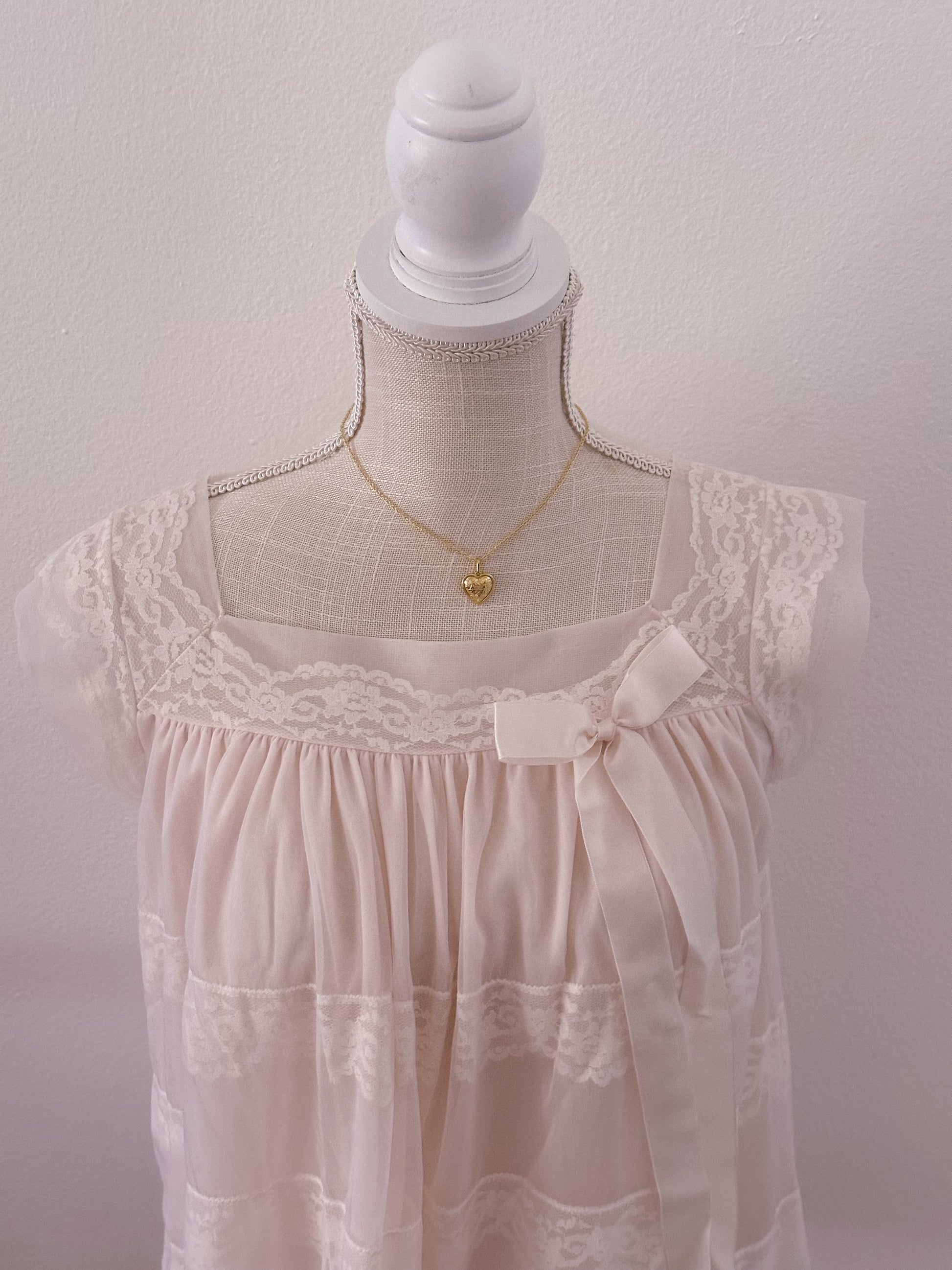 Vintage 1960s pink sheer babydoll top size: S