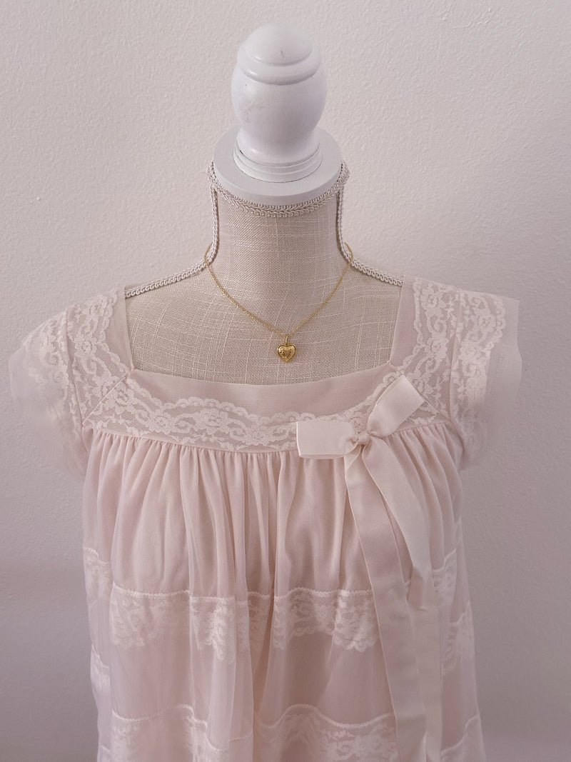 Vintage 1960s pink sheer babydoll top size: S