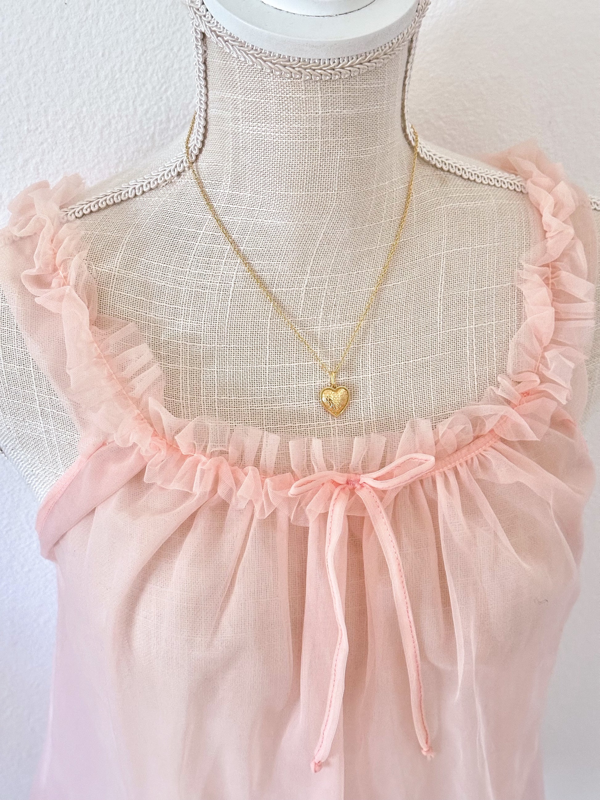 uthentic 1950s Peach Sheer Babydoll Top Size: XS (Tagged M)