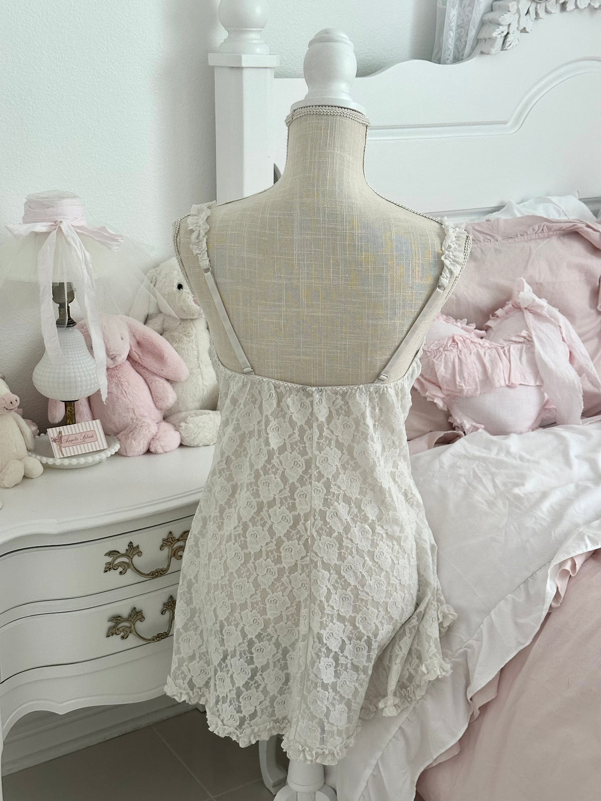 Vintage 1990s Cinema Etoile White Babydoll Slip Dress Size: L