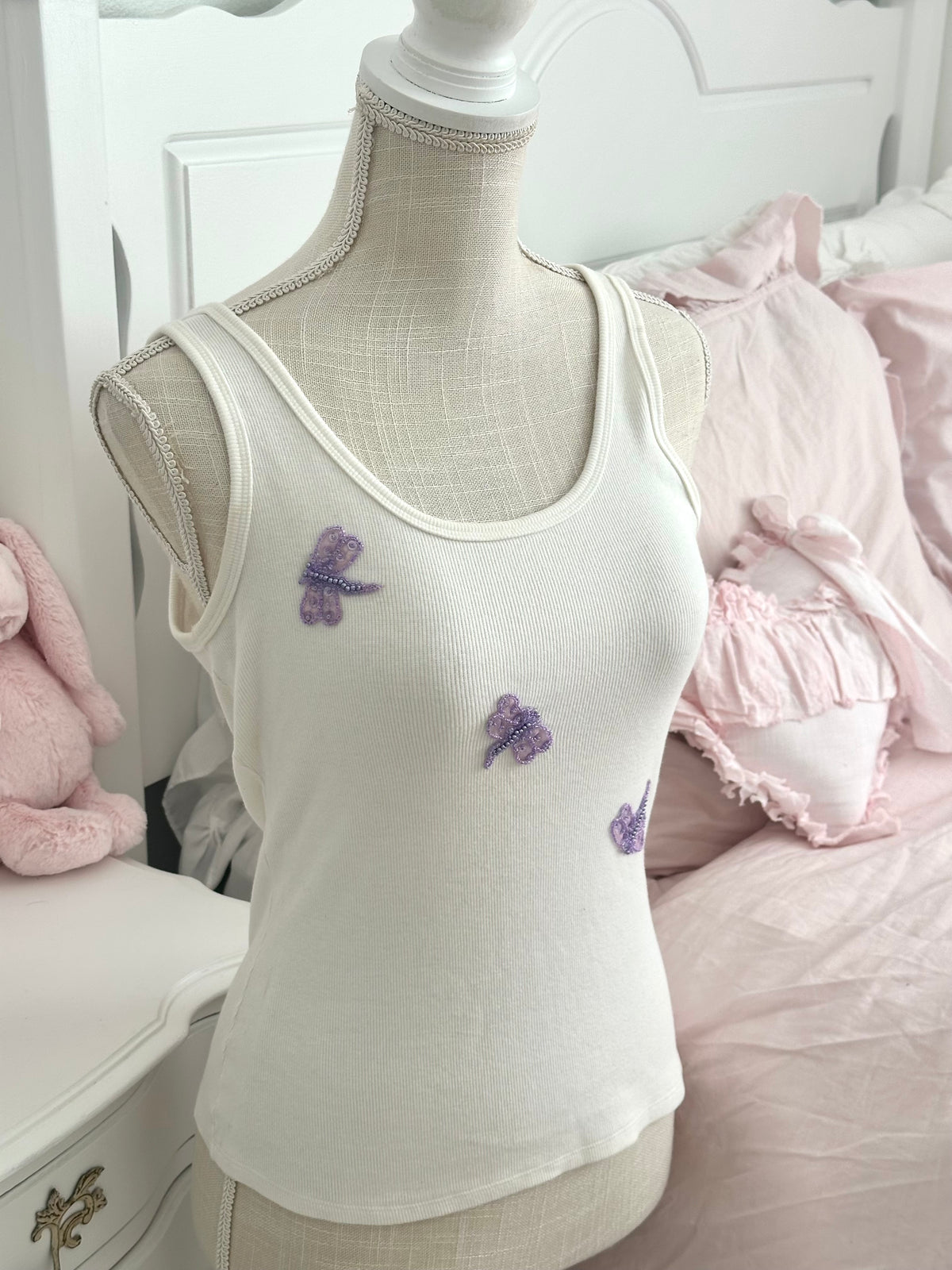 Vintage 2002 Victoria’s Secret White Butterfly Tank Top Size M