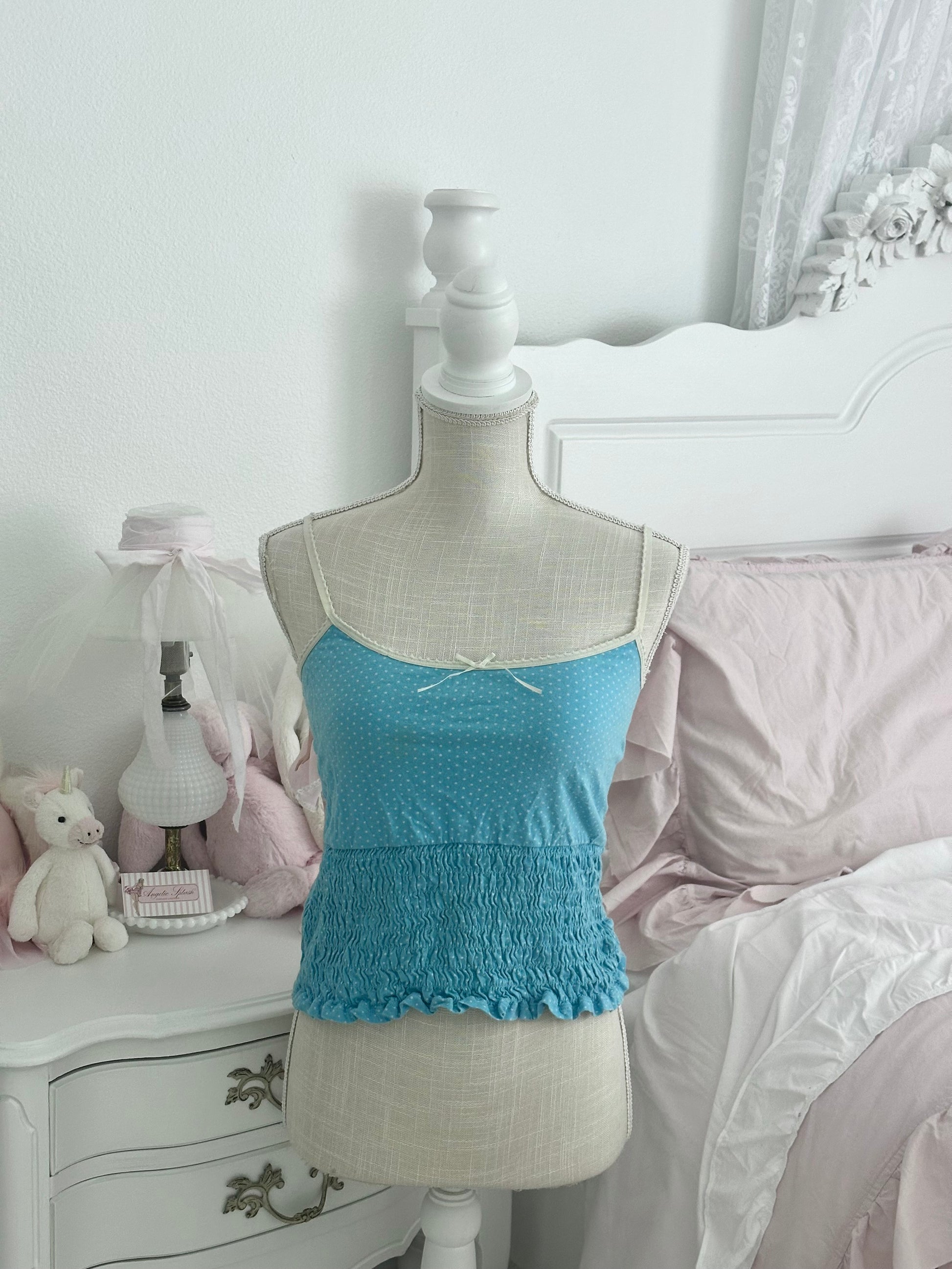 Vintage 2003 Victoria’s Secret Blue Polka Dot Cotton Cami Top Size: S