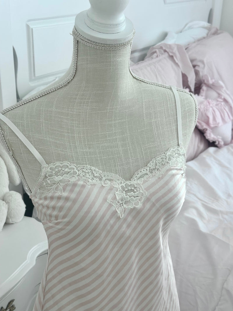 Vintage 2012 Victoria’s Secret Pink & White Stripe Babydoll Slip Dress Size: XS