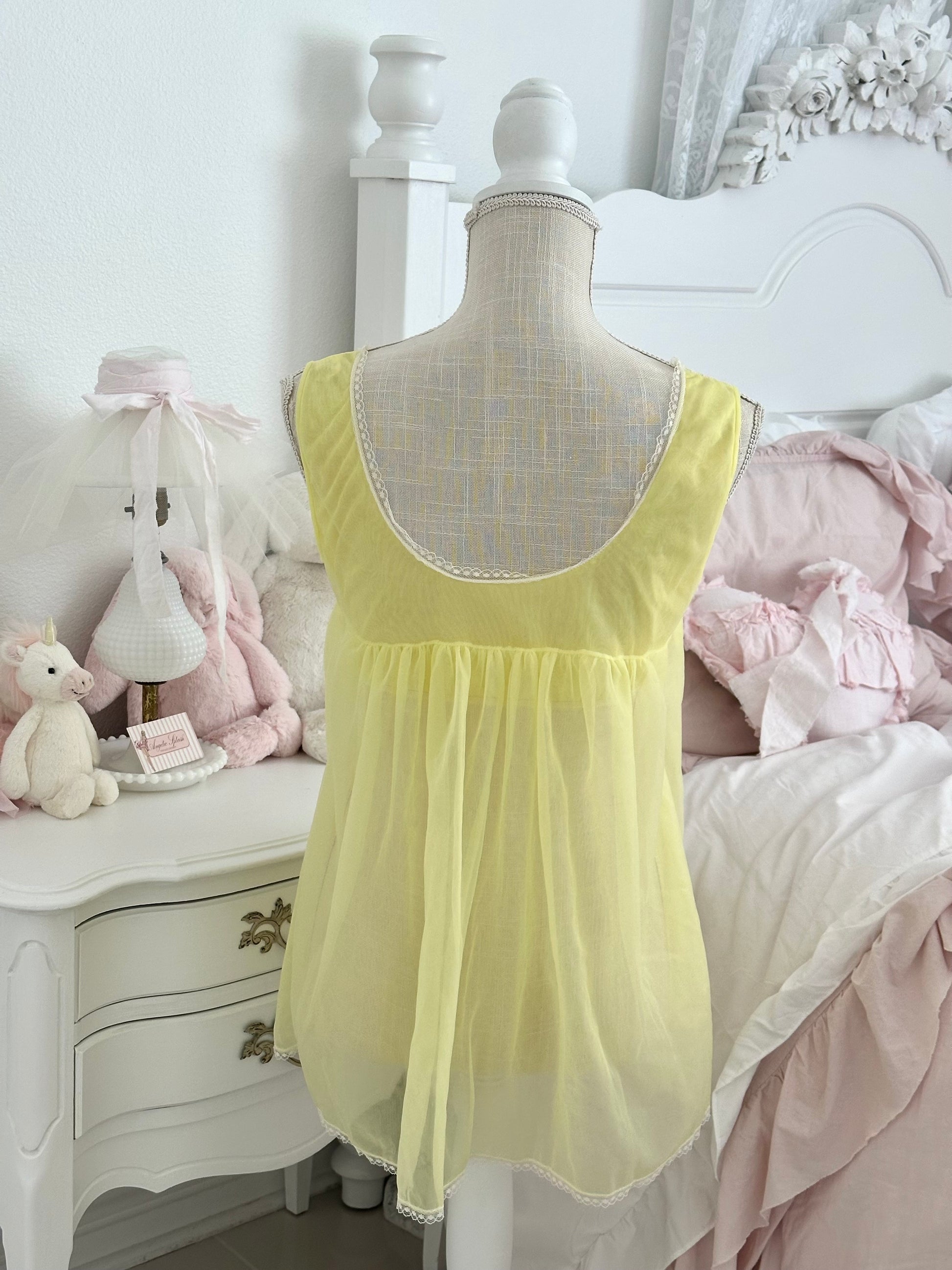 Authentic 1950s Radcliffe Yellow Open-Front Babydoll Top Size: S