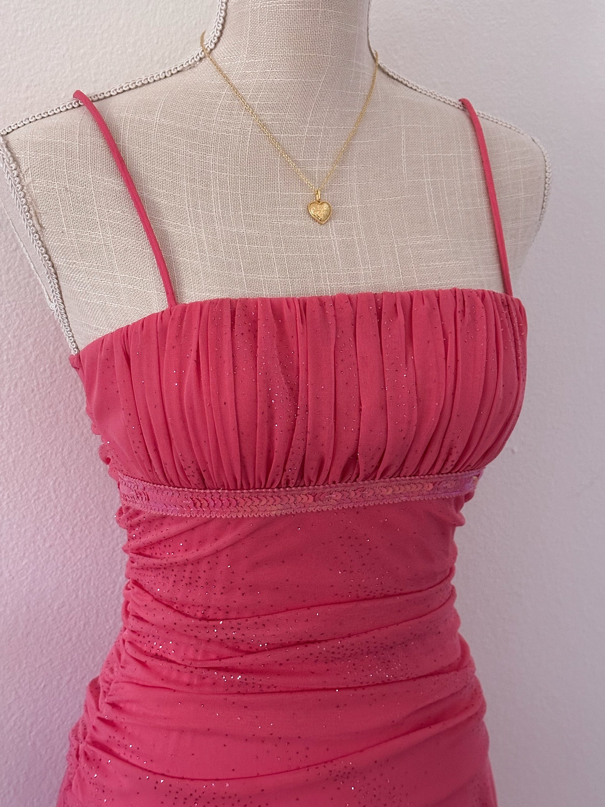 Vintage 90s pink sparkly formal dress size: M