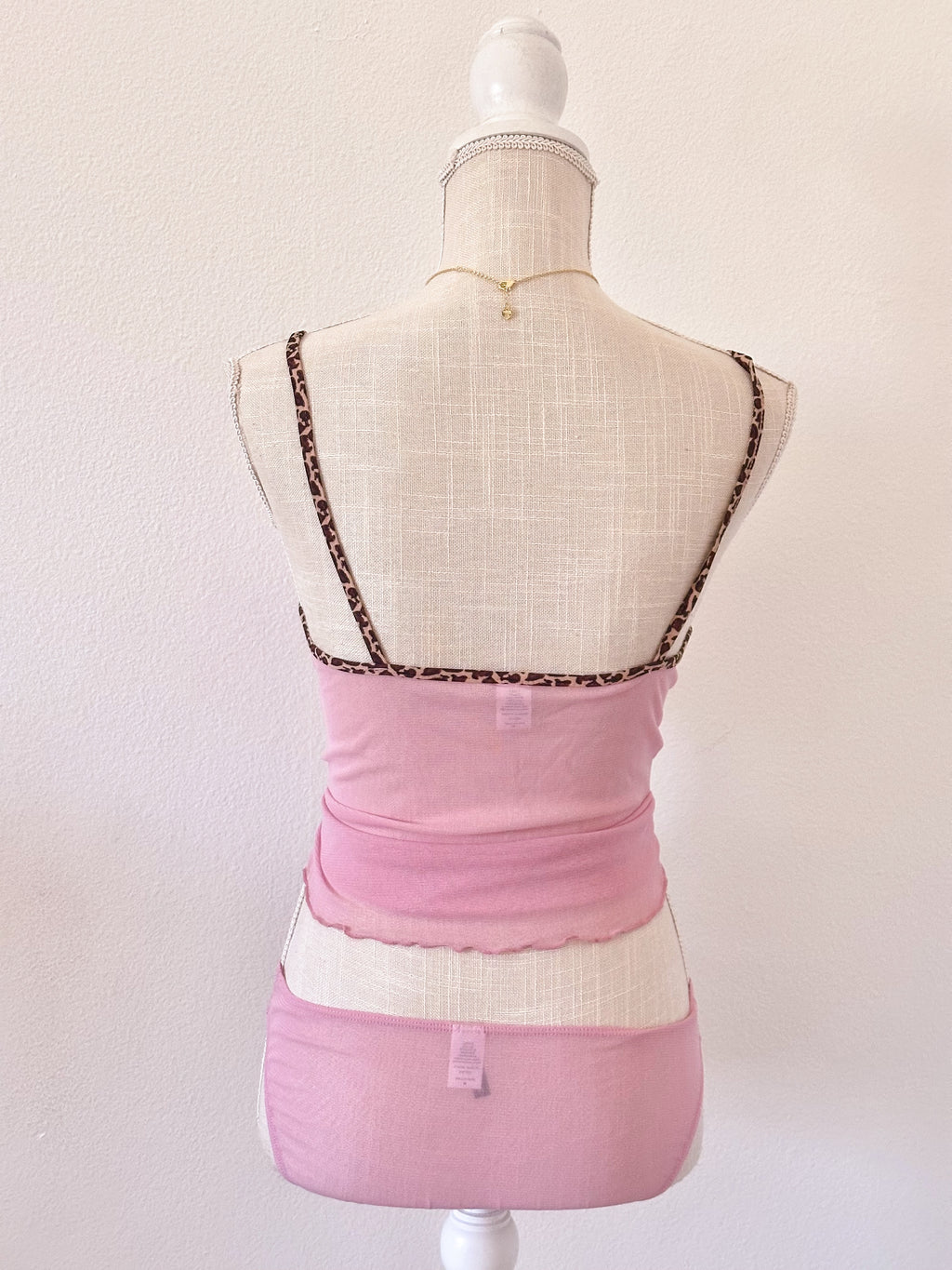 Vintage Y2K Rampage Pink & Leopard Trim Cami Two-Piece Set Size: M