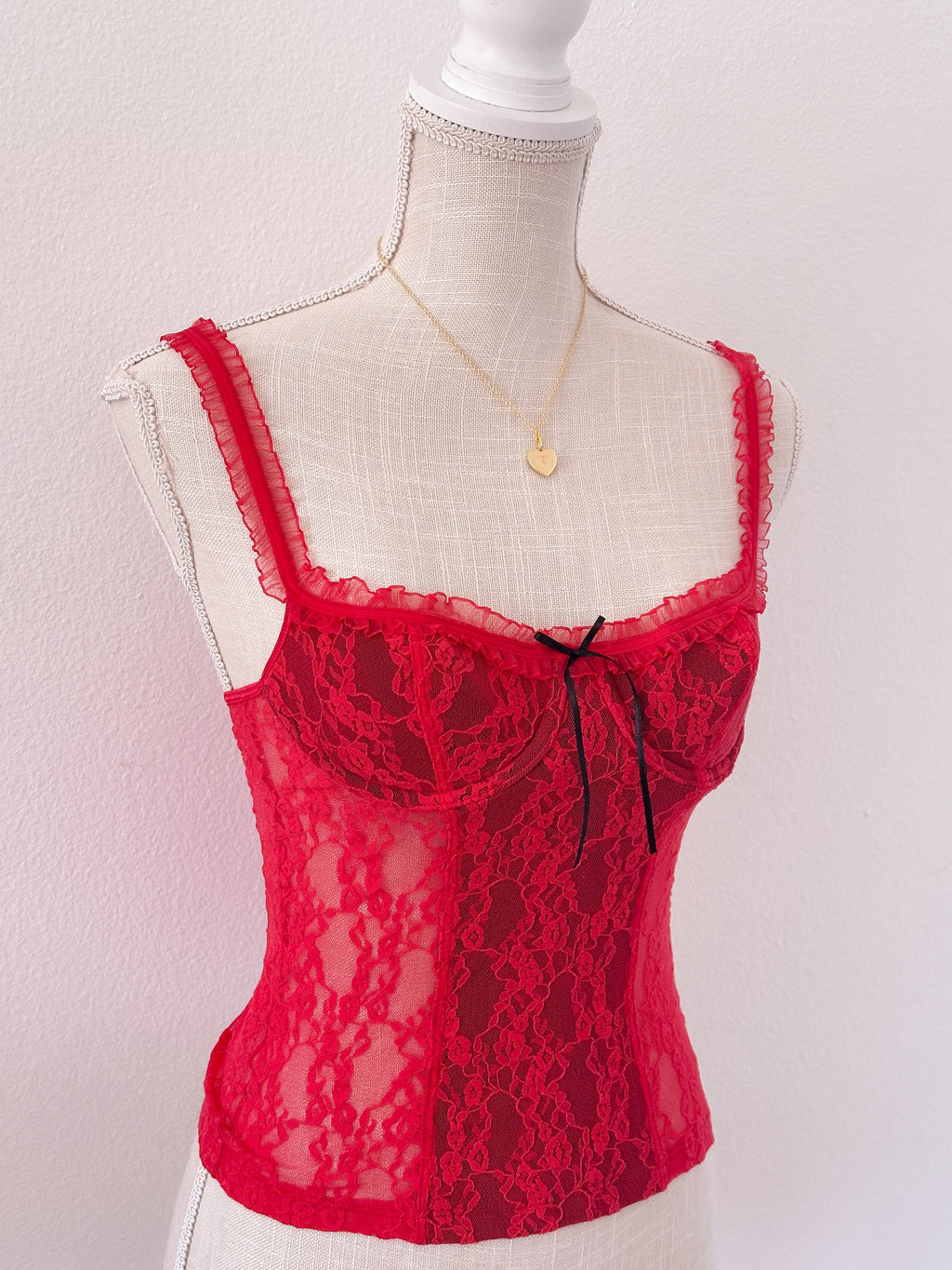 Vintage Victoria's Secret Red and black bustier cami top