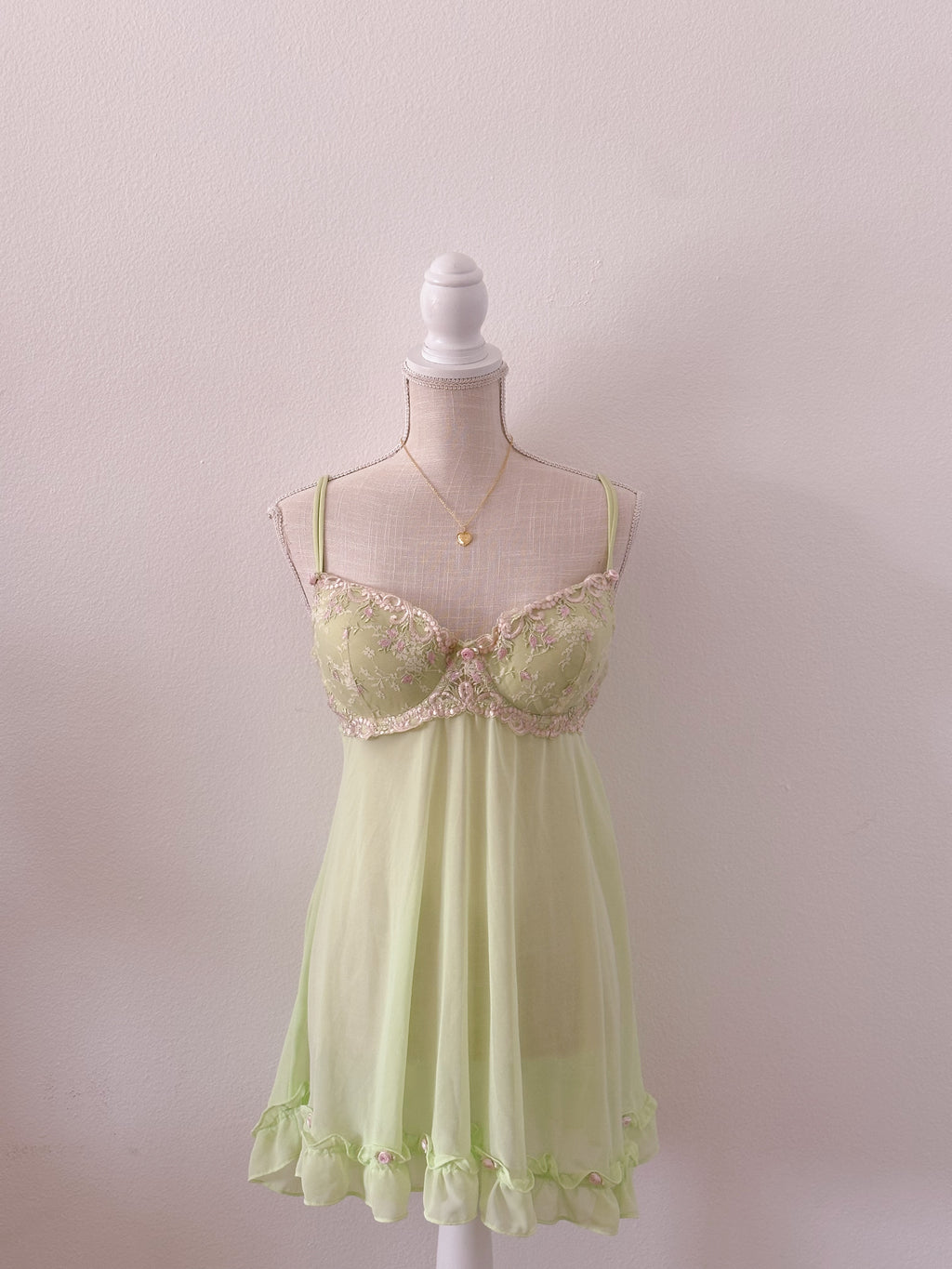 Vintage Delicates green fairy slip dress size: XL