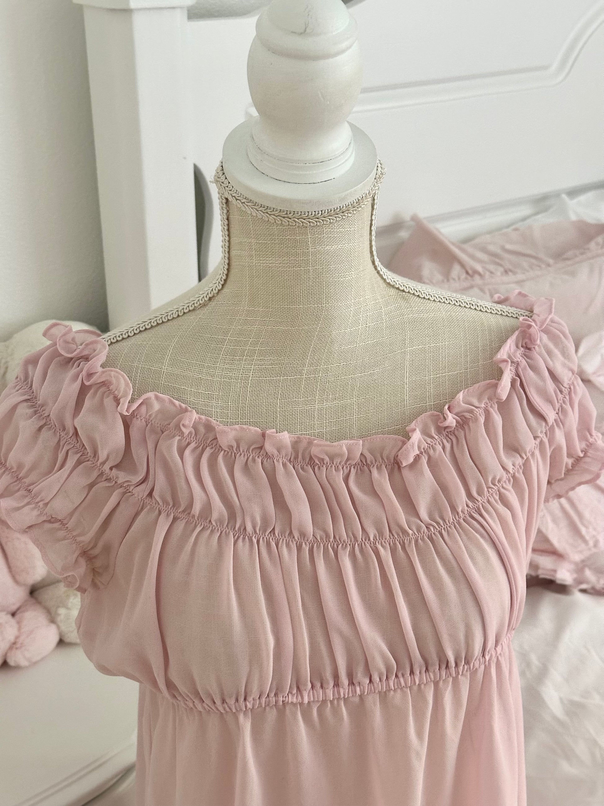 Vintage Vs size S from 2002 sheer pink babydoll pink ruffle milkmaid