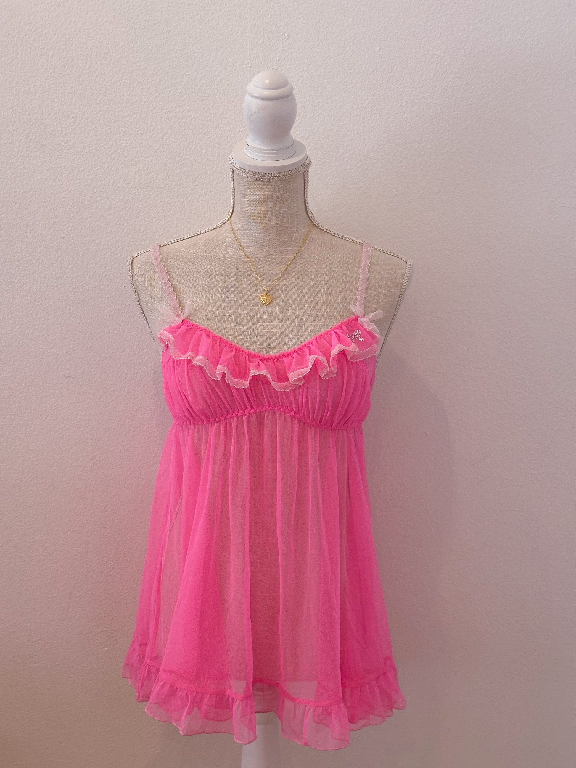 Vintage Victoria's Secret, hot pink baby doll top size: M￼