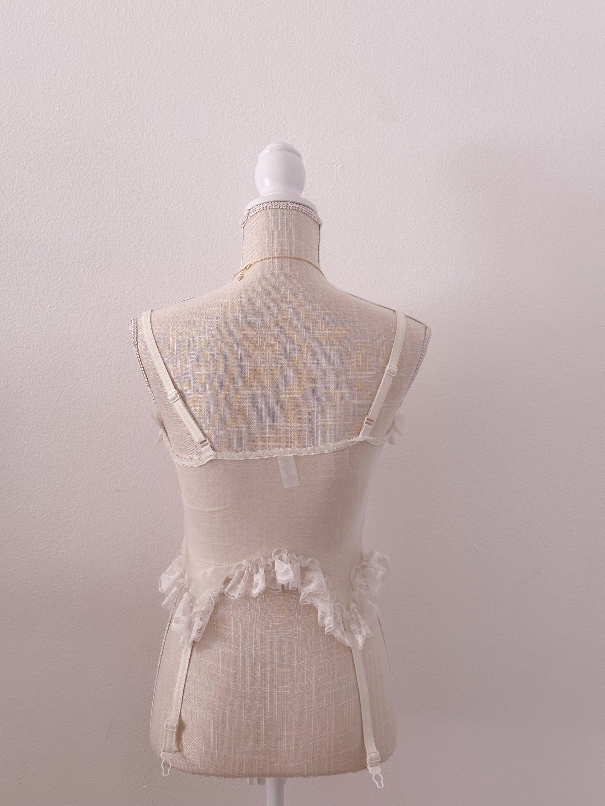 Vintage Fredrick's of Hollywood pink and white corset bustier top
