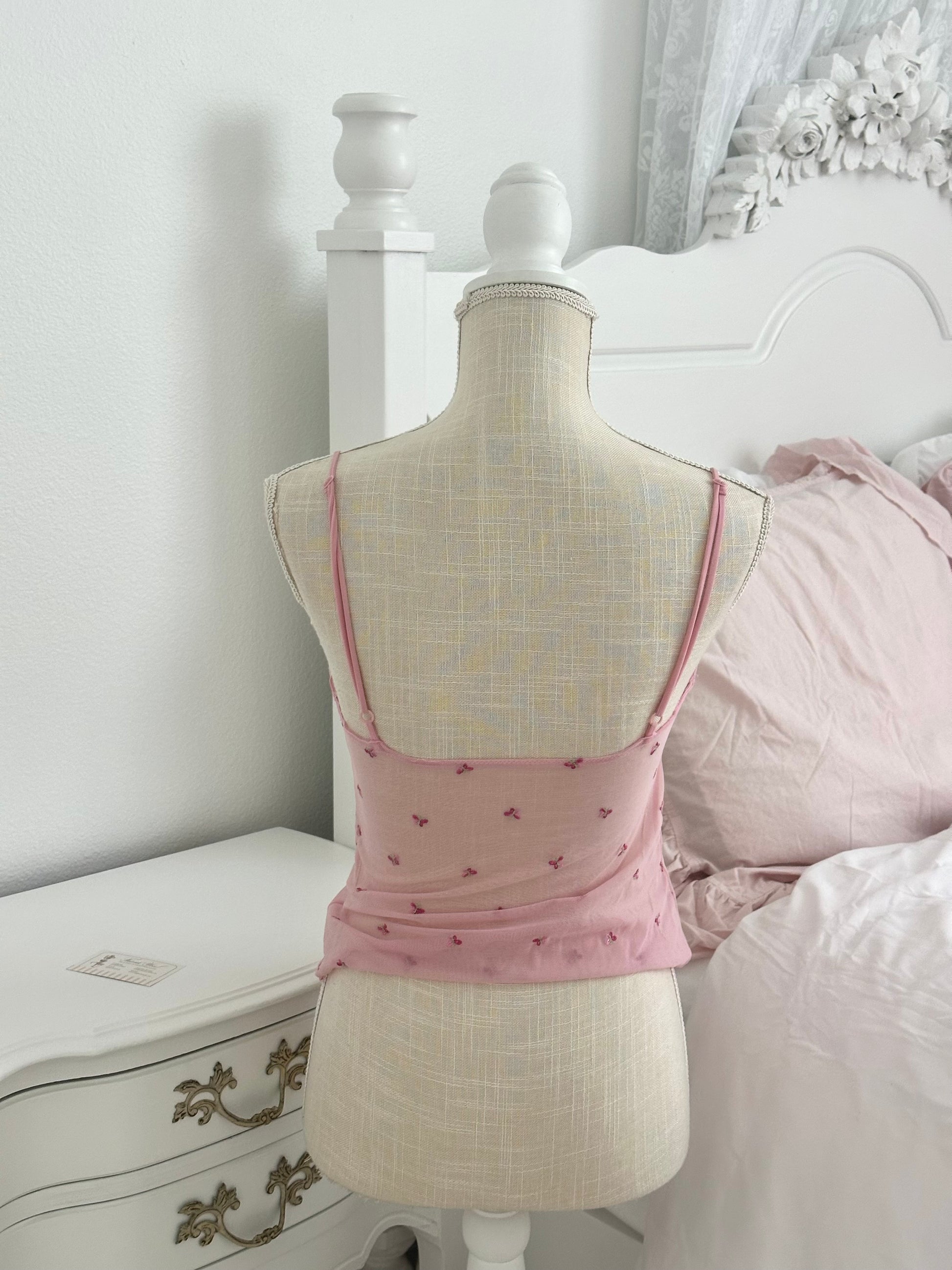 Vintage 2004 Victoria’s Secret Pink Butterfly Sheer Cami Top Size: S