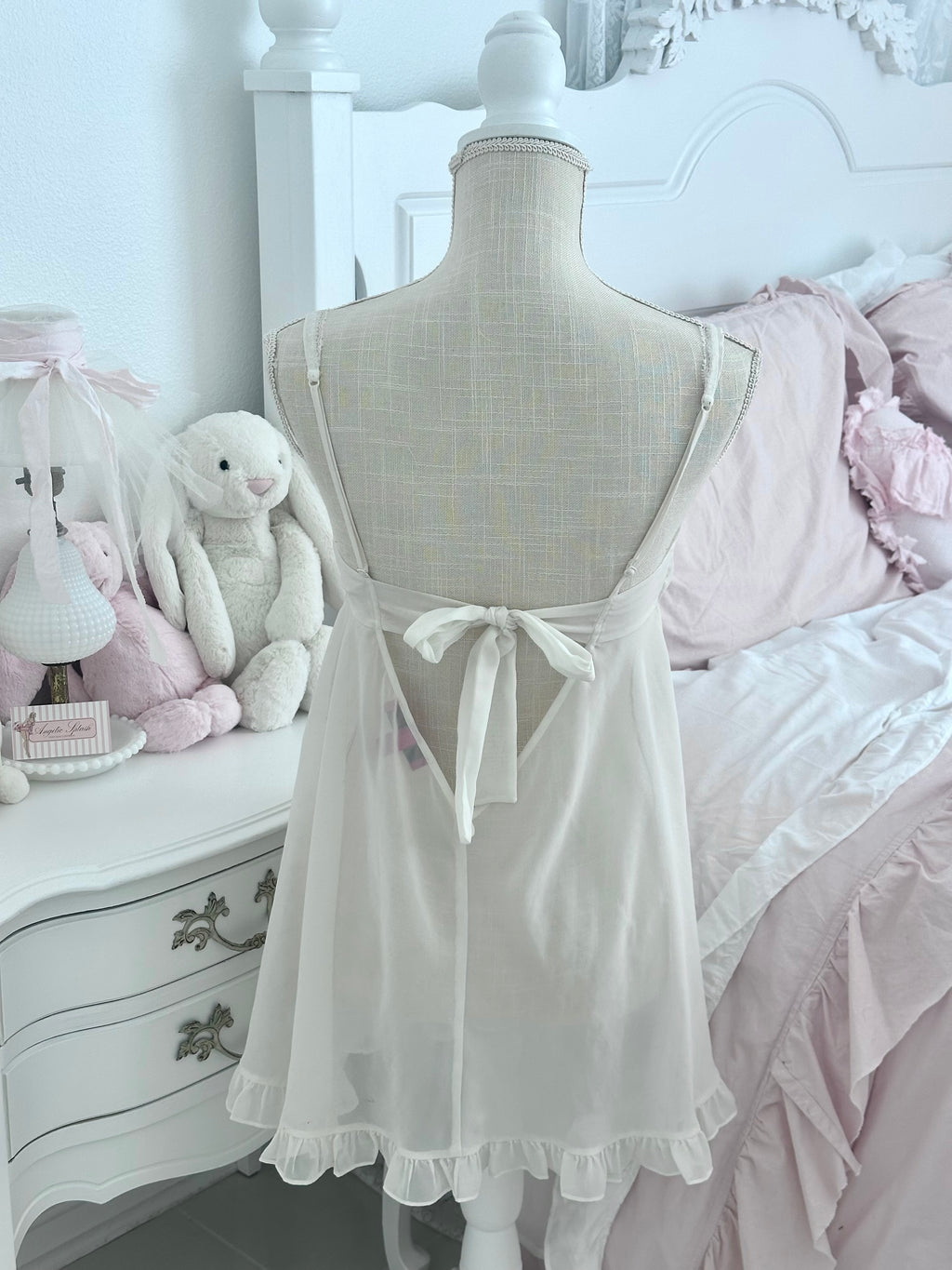 Vintage 2000s Betsey Johnson White Babydoll with Pink Bows Size: S