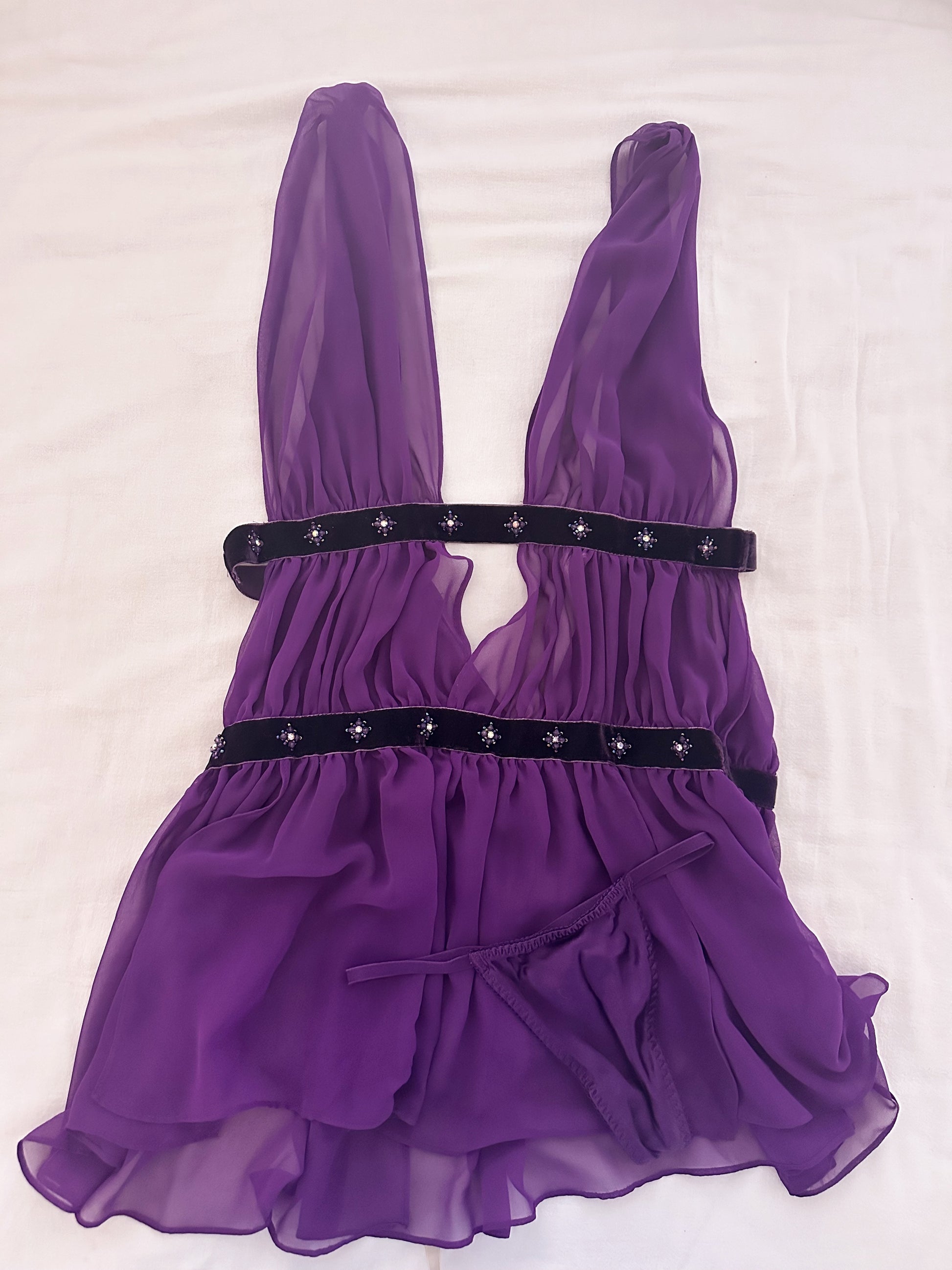 Vintage Victoria's Secret purple babydoll top set size: xs