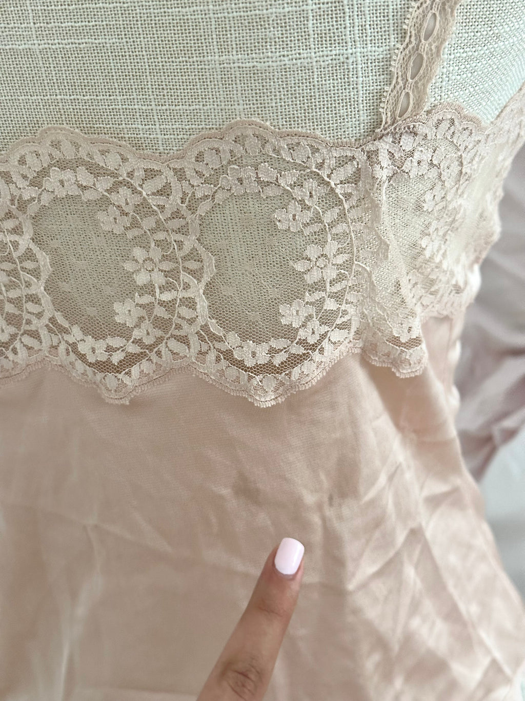 Vintage 1980s Beige Nude Sheer Bust Cami Top Size: XS/S