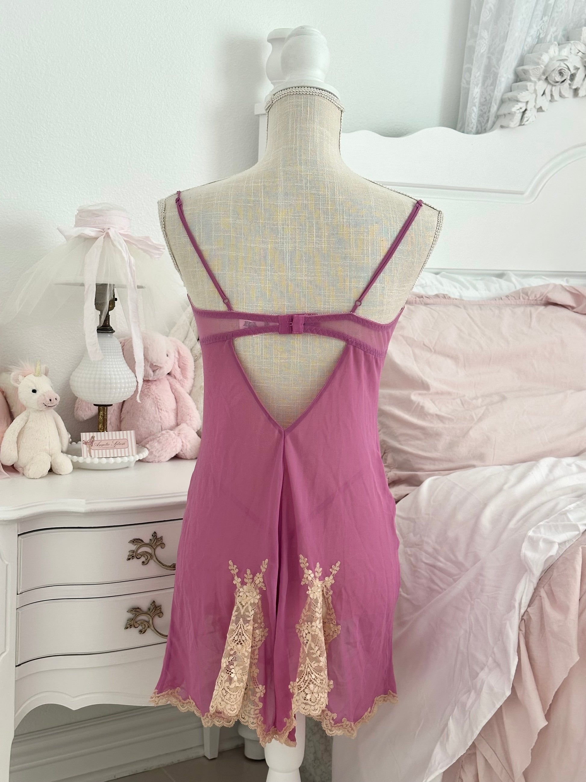 Vintage 2004 Victoria’s Secret Purple Sheer Babydoll Slip Dress Set Size: M