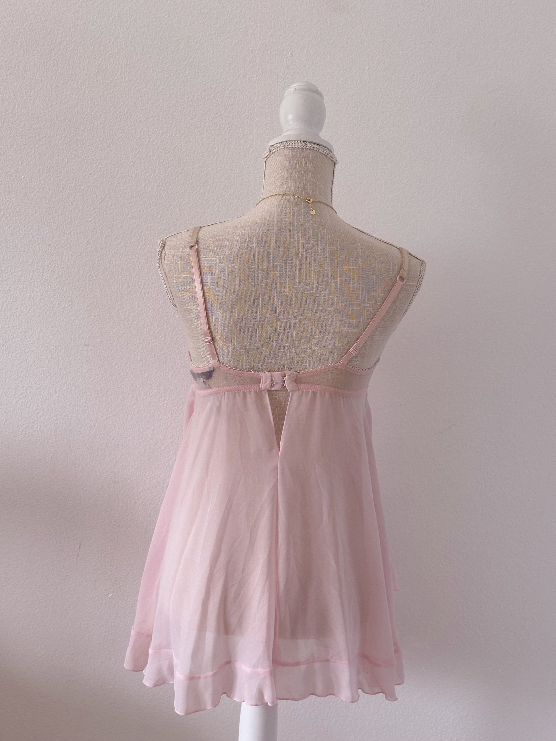 Vintage Delicates aurora pink floral babydoll slip dress Size: S