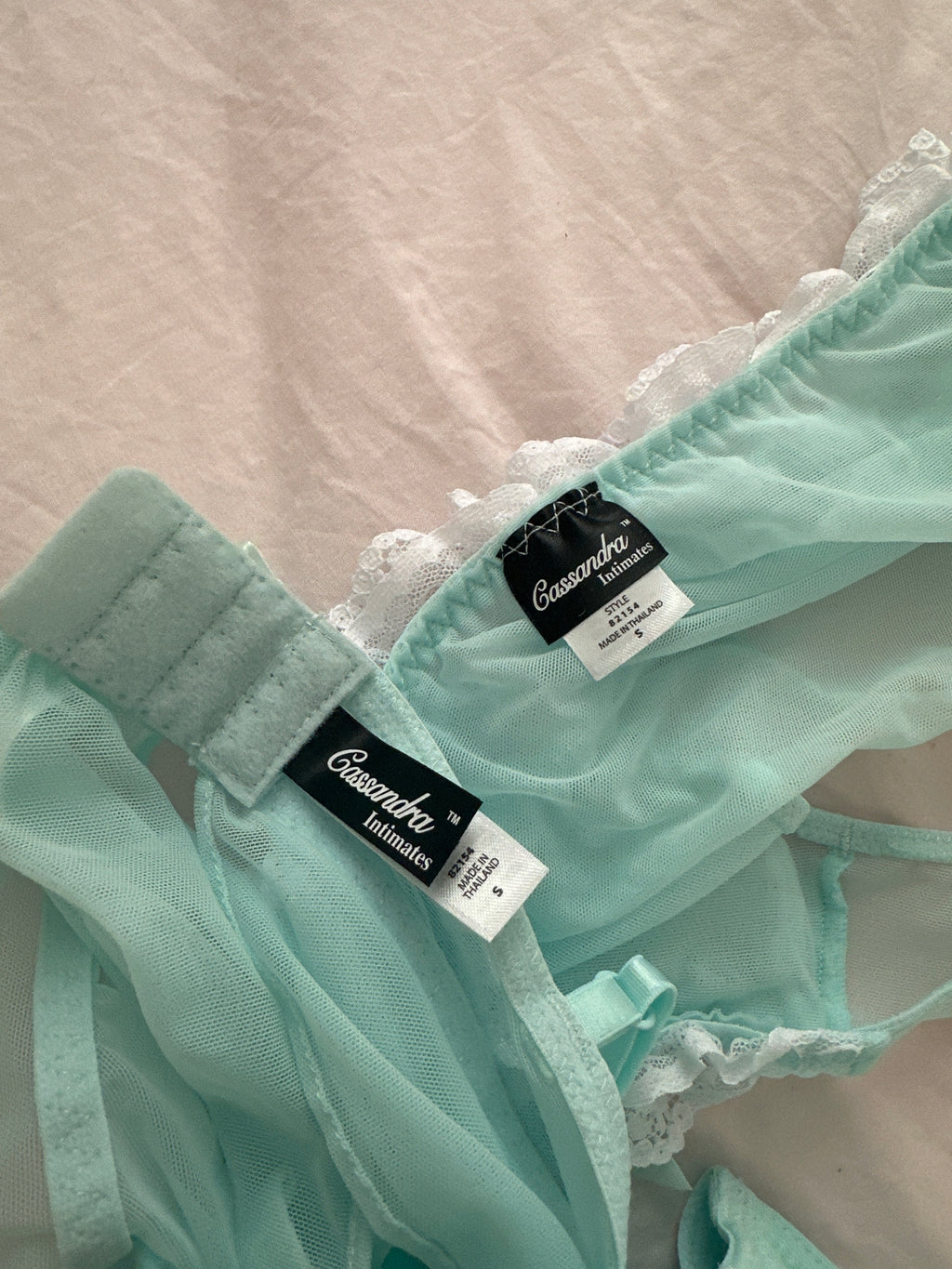 Vintage 2000s Cassandra Intimates Teal Ruffle Babydoll Set Size: S