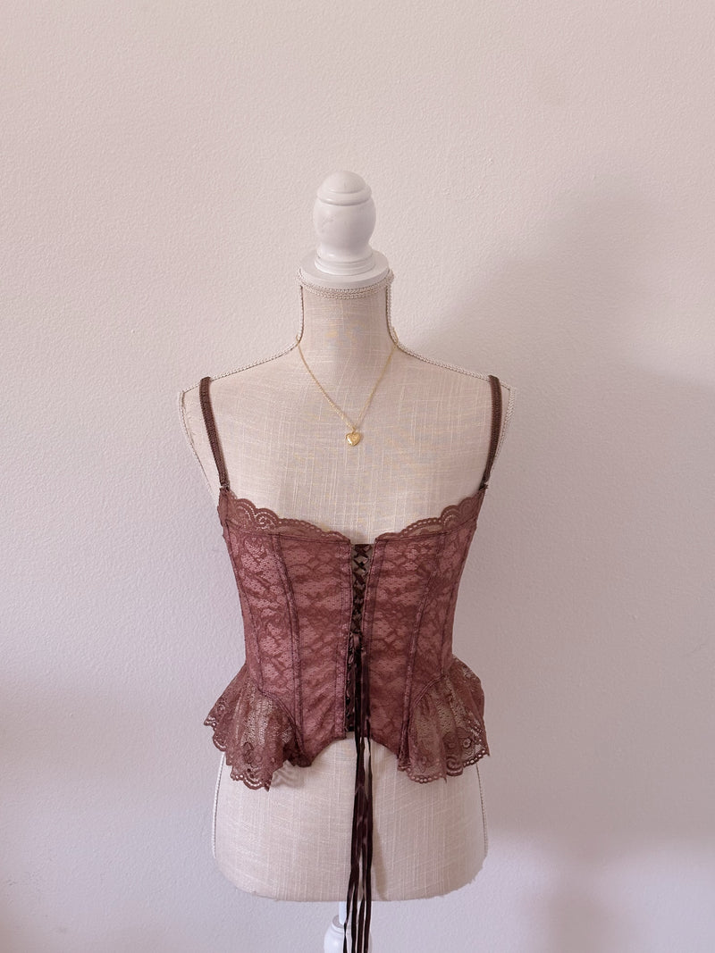 Vintage Victoria's Secret 2003 New with tags viral brown butterfly corset top size: S