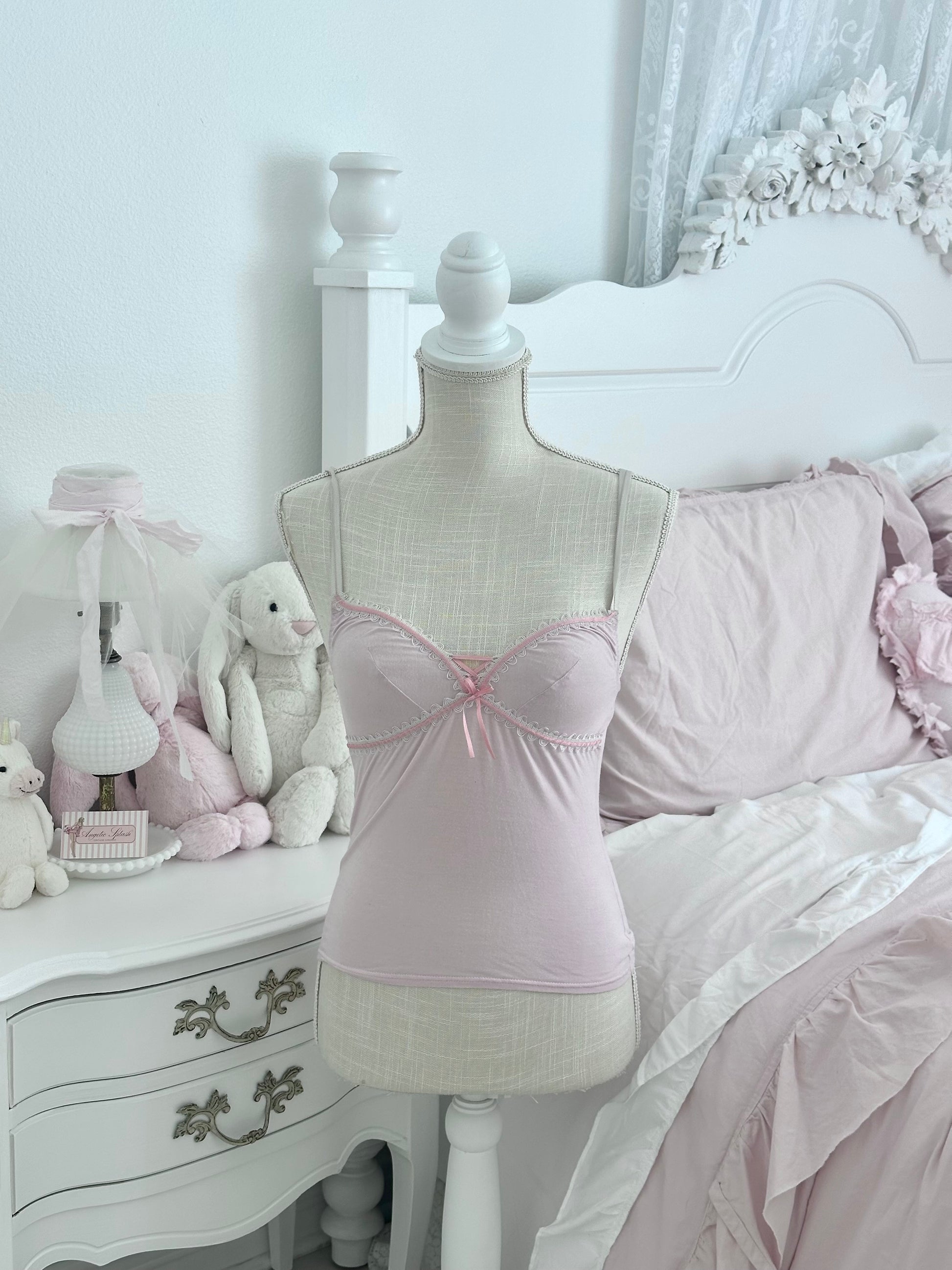 Vintage Y2K Pink Lace-Up Cami Top Size: XS