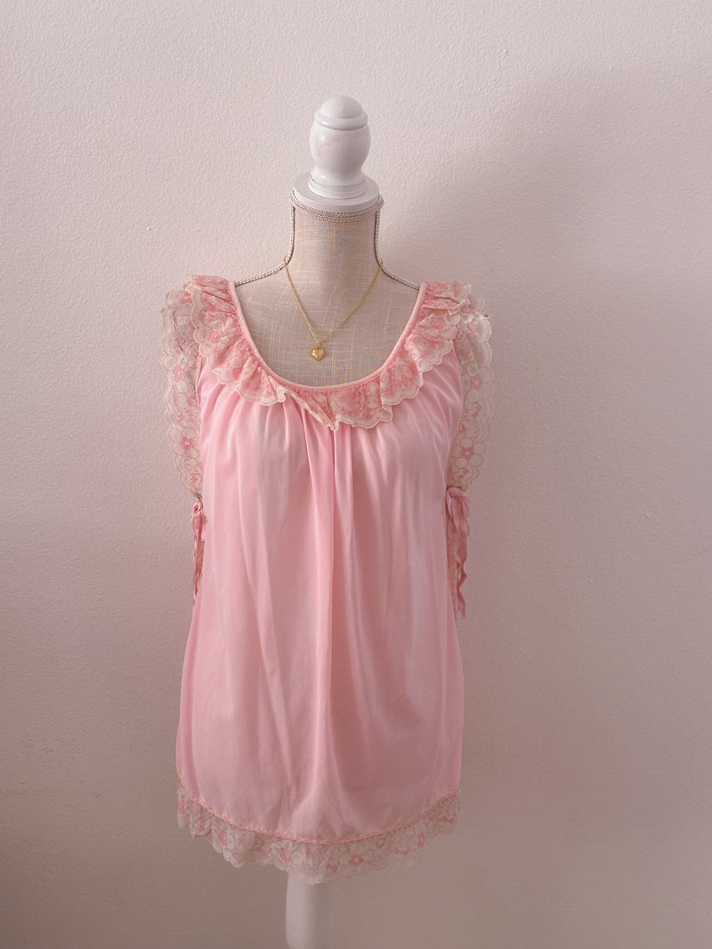 Vintage 1950s Pink Babydoll top size: M