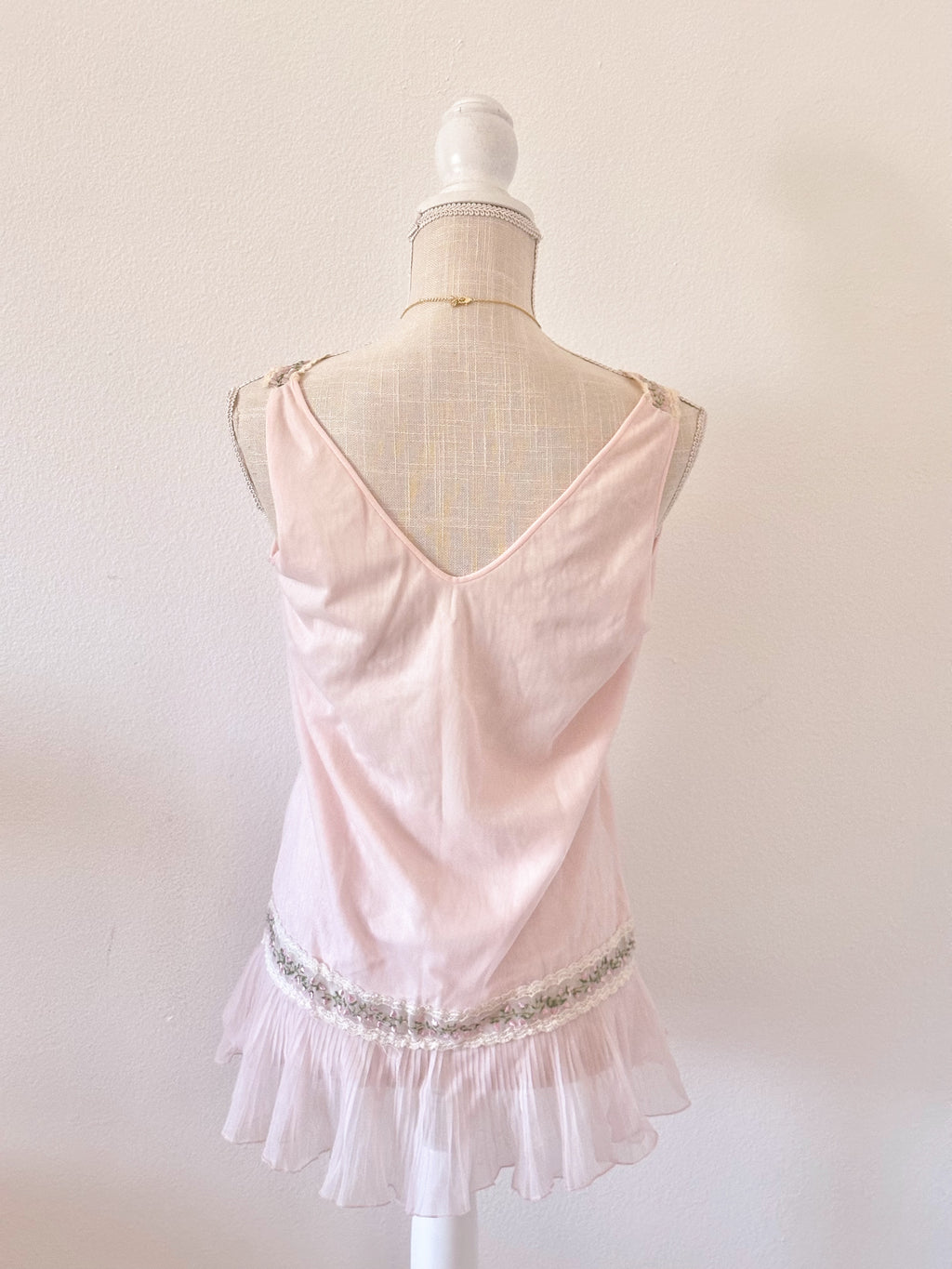 Authentic 1950s Miss Elaine Pink Shabby Chic Babydoll Nightgown Size: S