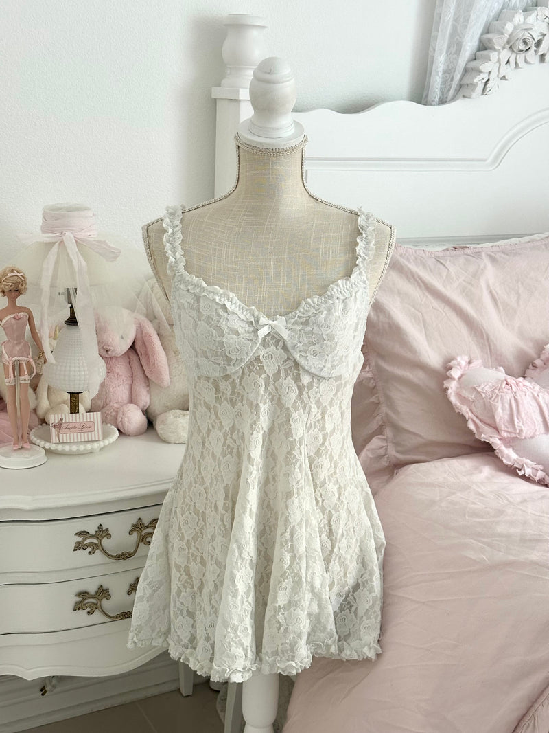 Vintage Y2K Cinema Etoile White Lace Babydoll Dress Madison Beer Size: M