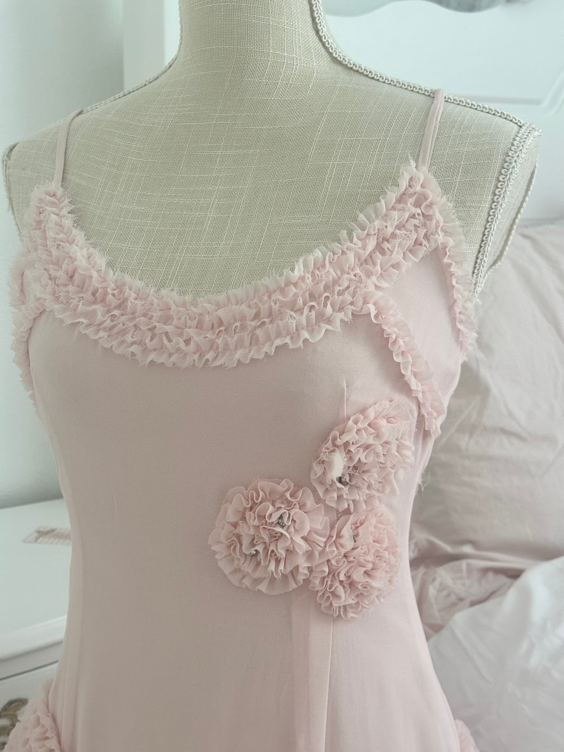 Vintage Forever 21 Pink Floral Embellished Dress Size: 2