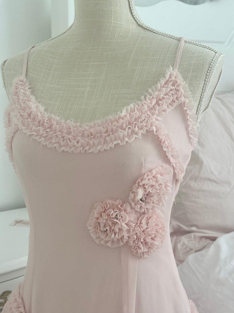 Vintage Forever 21 Pink Floral Embellished Dress Size: 2