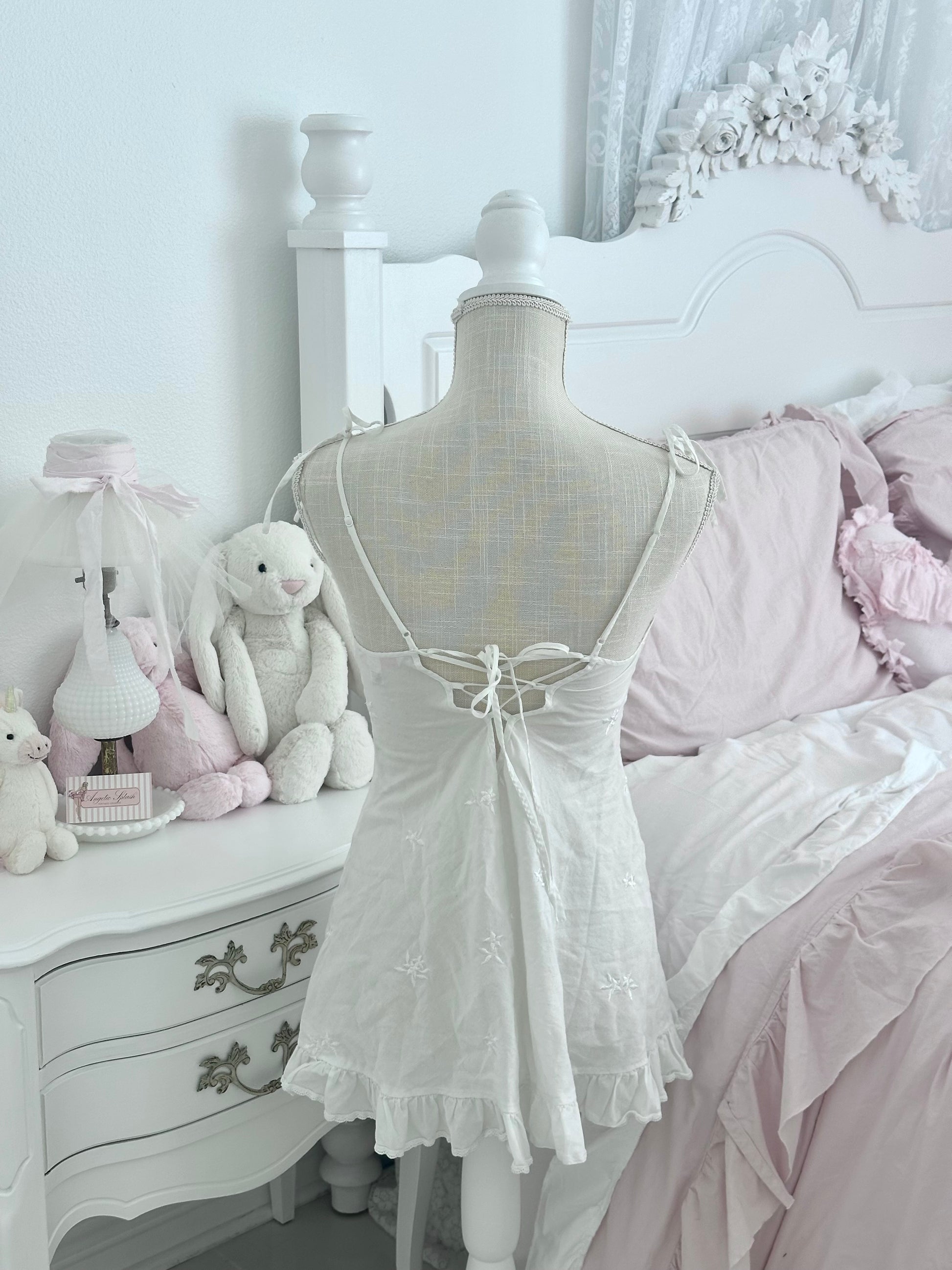Vintage 2002 Victoria’s Secret White Cotton Babydoll Mini Slip Dress Size: S