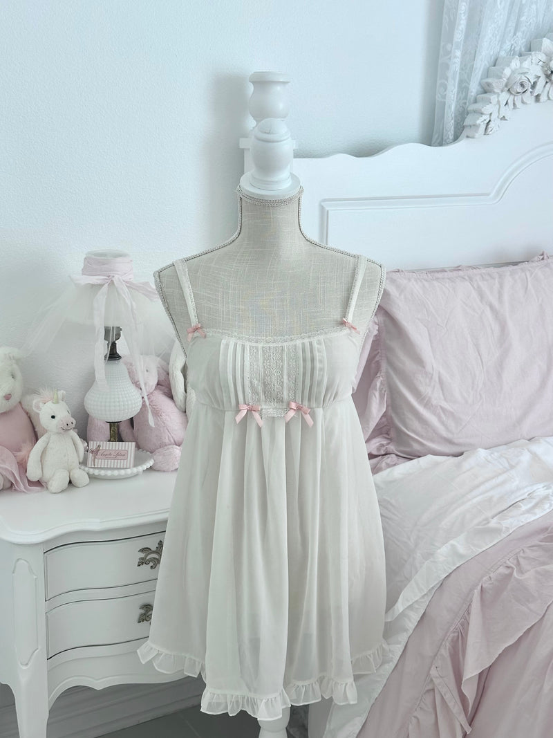 Vintage 2000s Betsey Johnson White Babydoll with Pink Bows Size: S