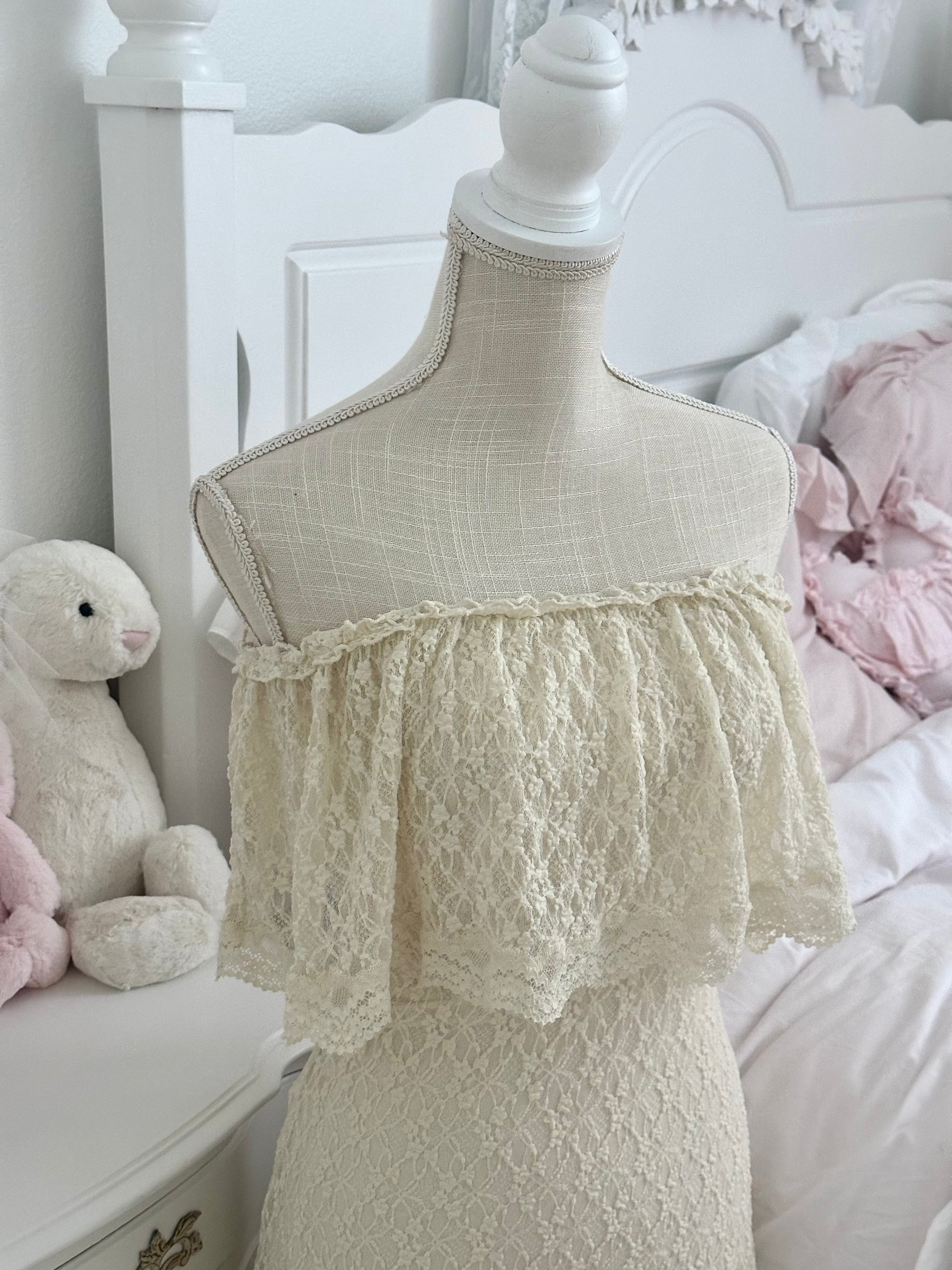 Vintage Victoria’s Secret Moda International Shabby Chic Cream Dress Size: XS