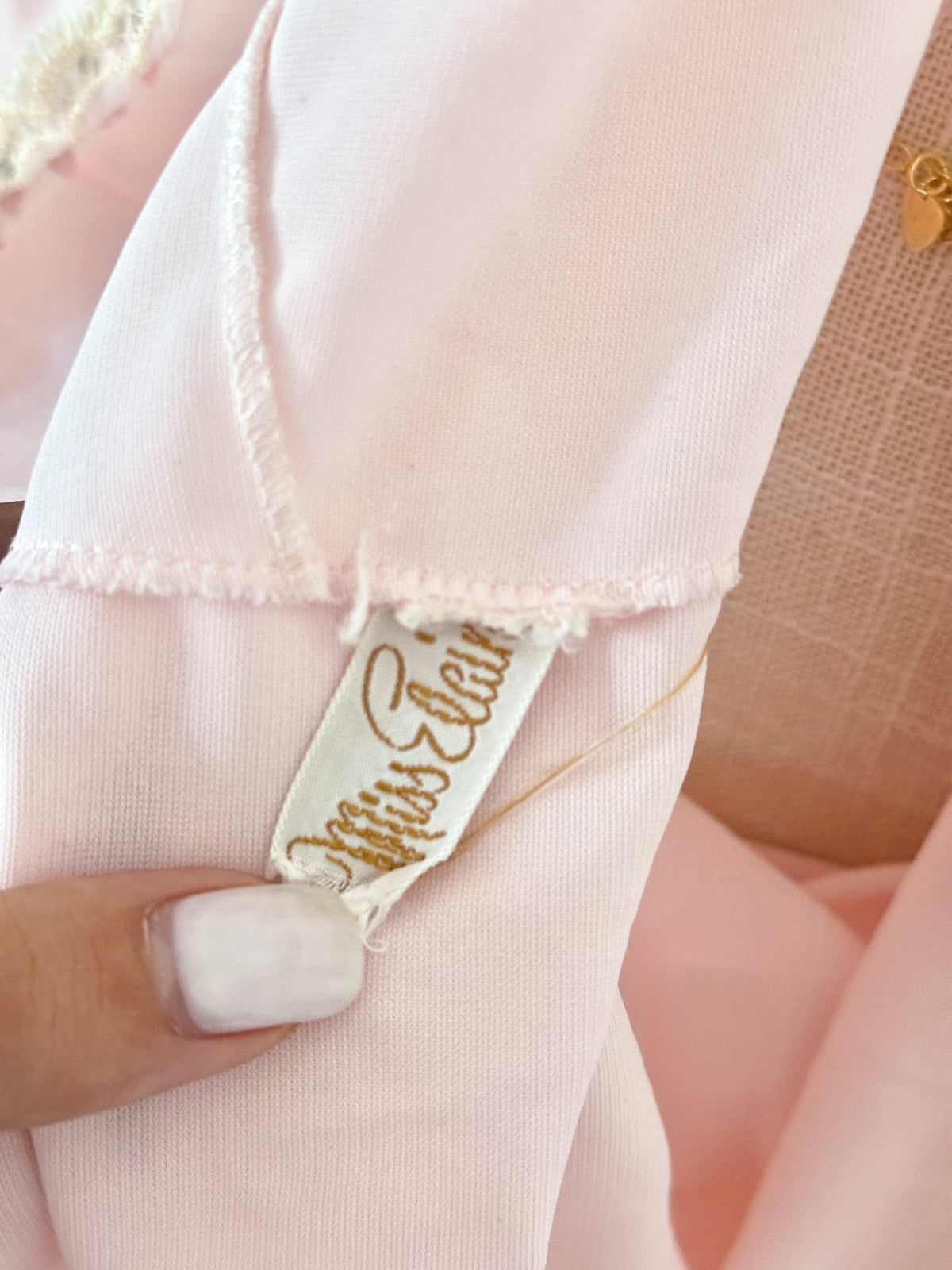 Authentic 1950s Miss Elaine Pink Shabby Chic Babydoll Nightgown Size: S