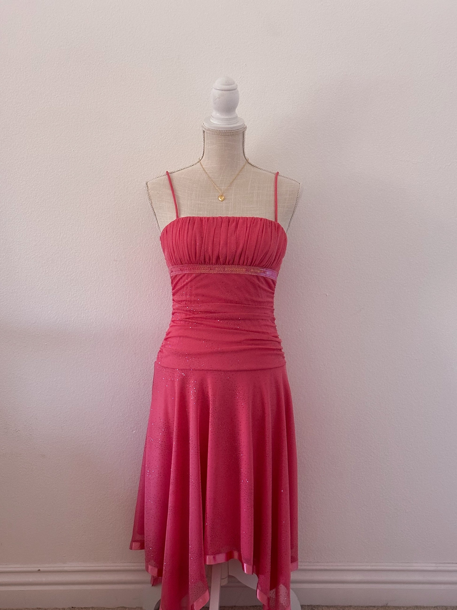 Vintage 90s pink sparkly formal dress size: M