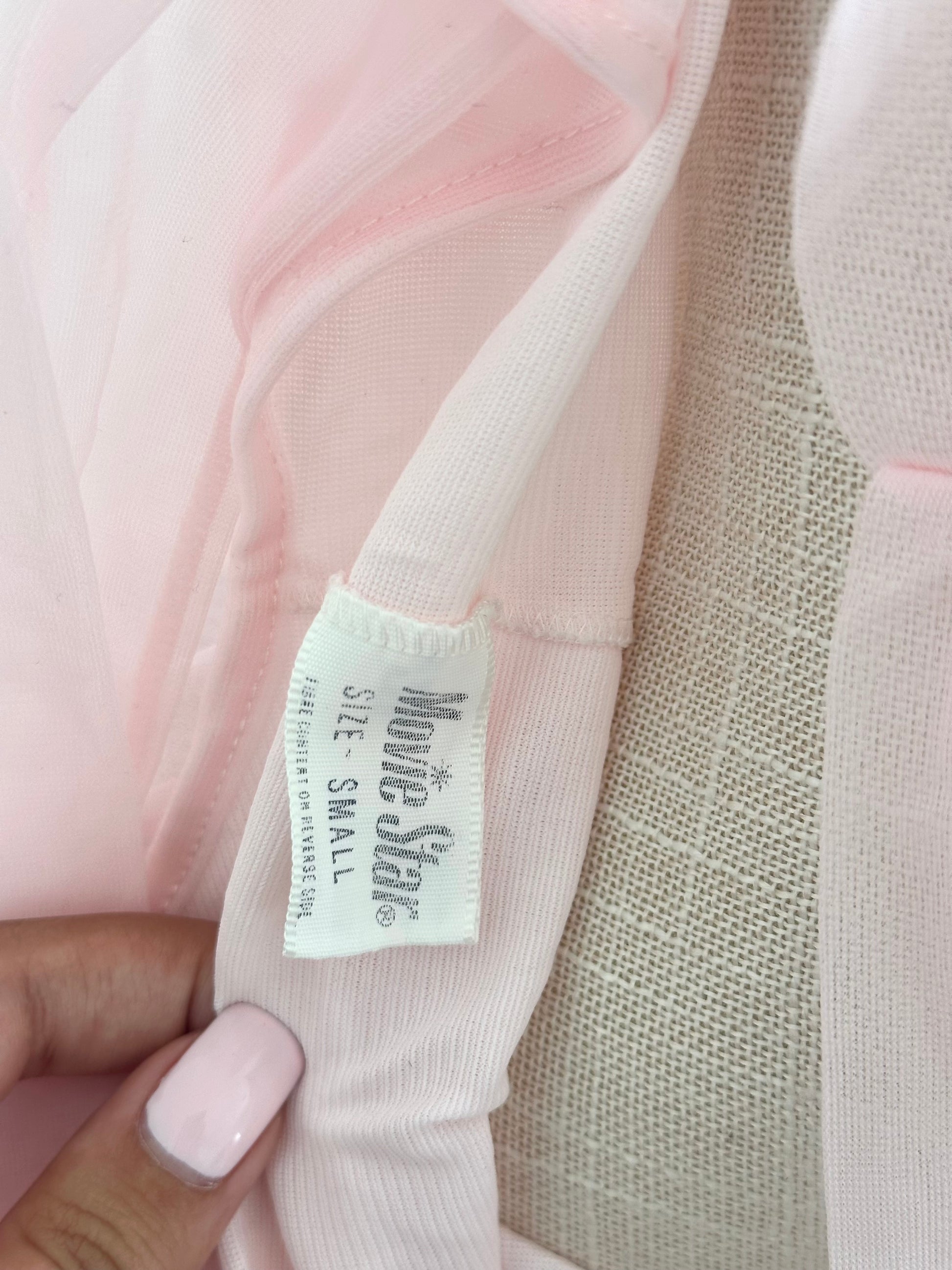 Vintage 1960s Peignoir Pink Nylon Nightgown Size: S