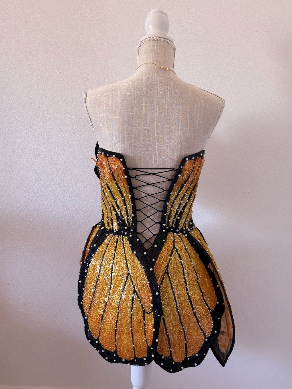 Handmade bedazzled mini butterfly formal dress Size: S