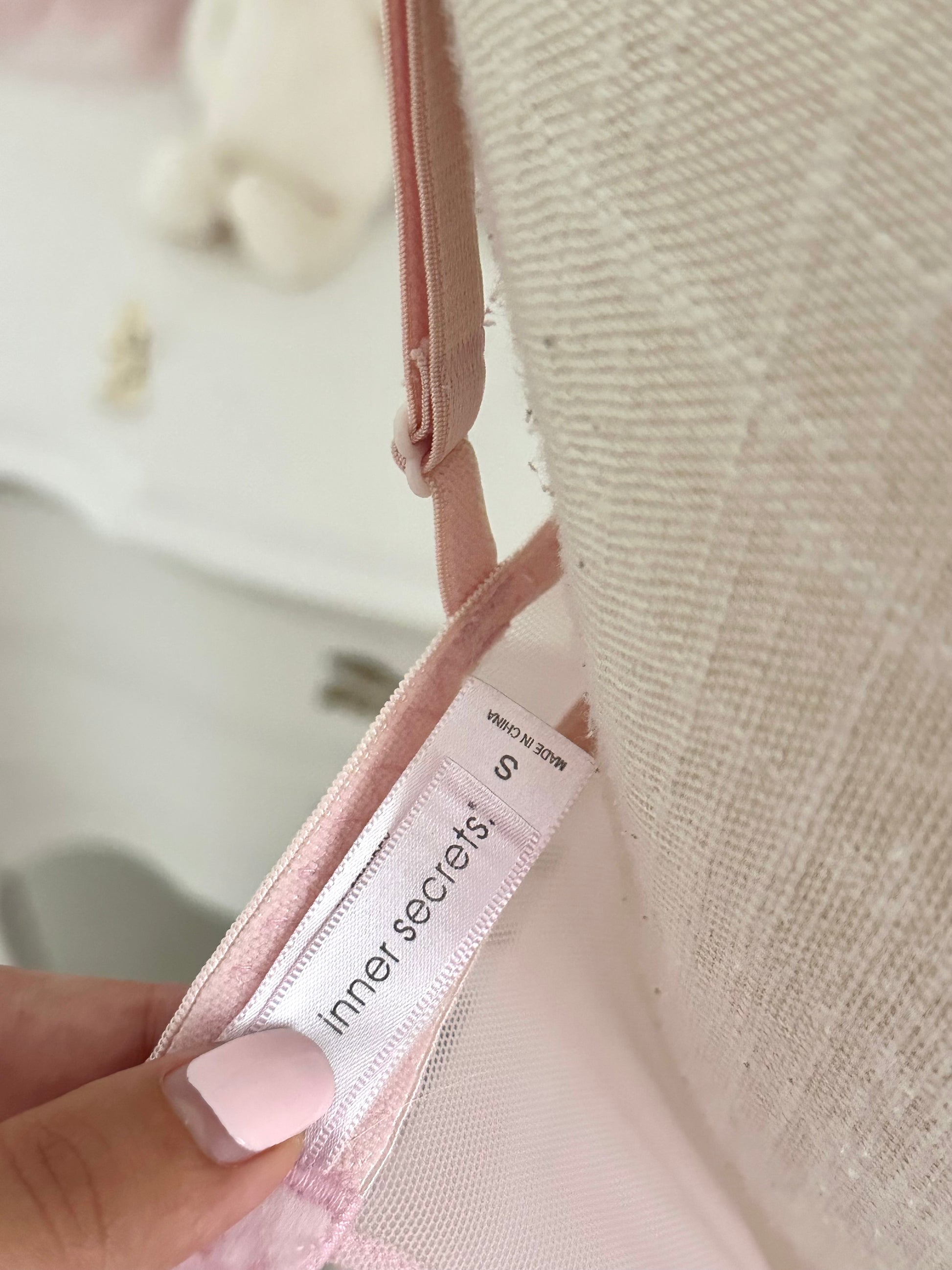 Vintage Inner Secrets Pink Floral Embroidered Babydoll Top Size: S