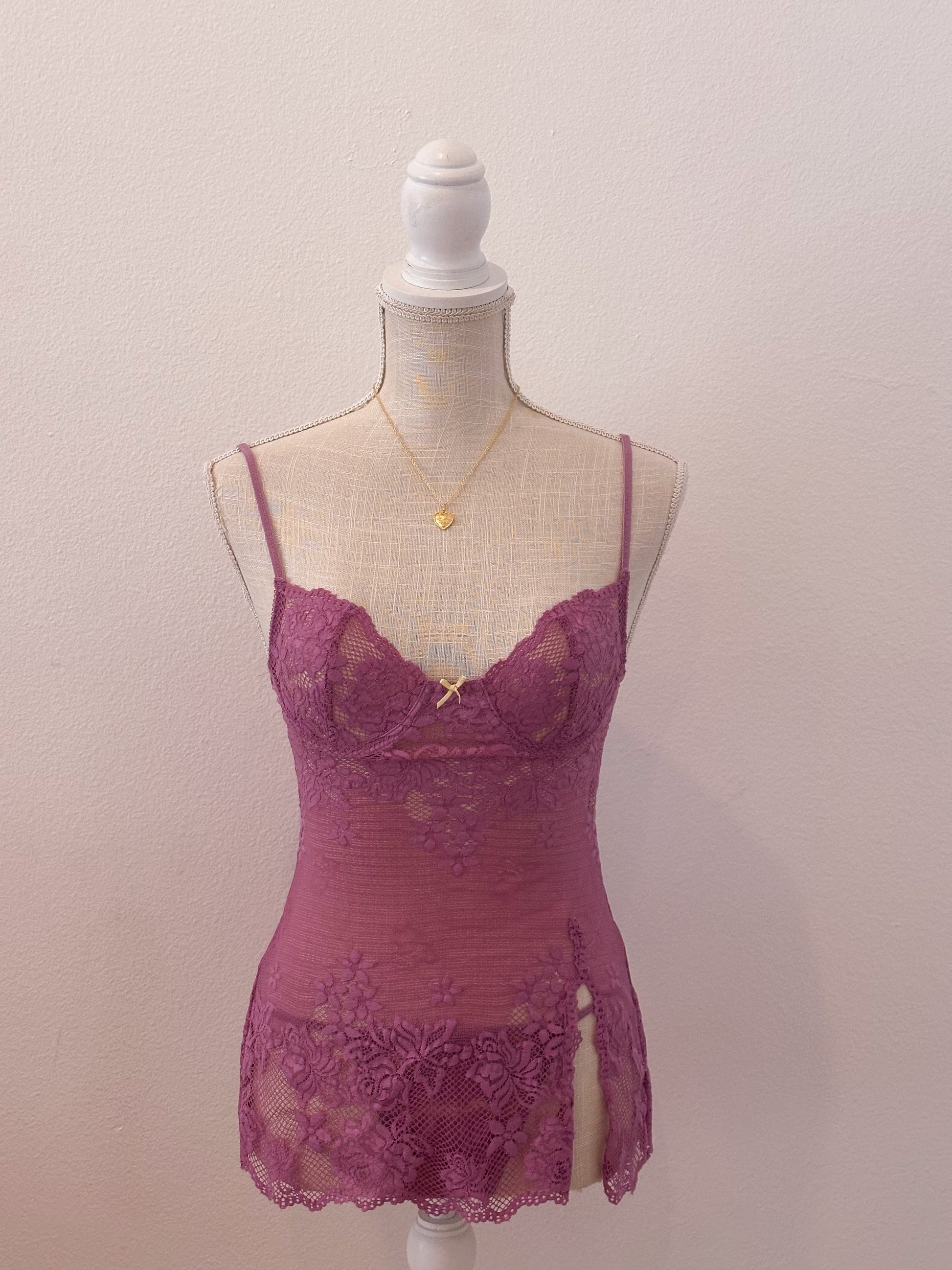 Vintage Victoria's Secret purple baby doll two piece set Size: XS
