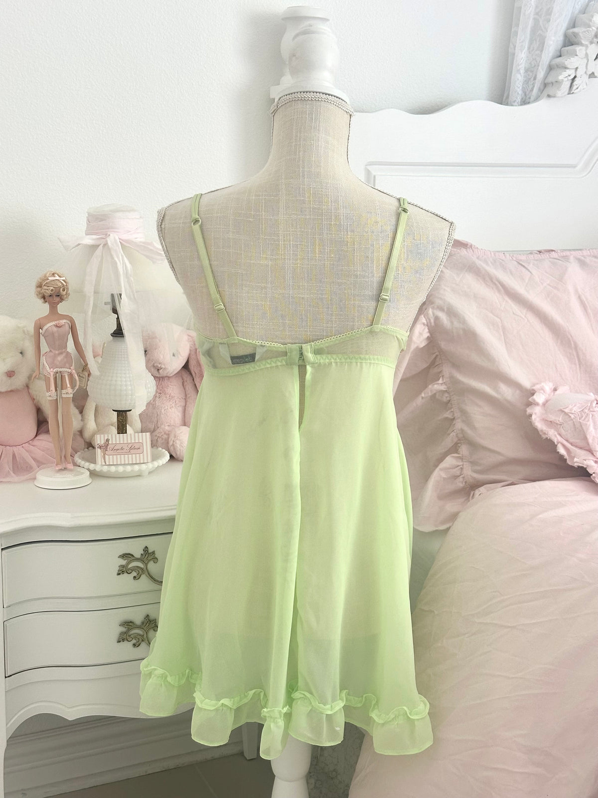 Vintage 2000s Delicates Green Fairy Babydoll Dress Size: L