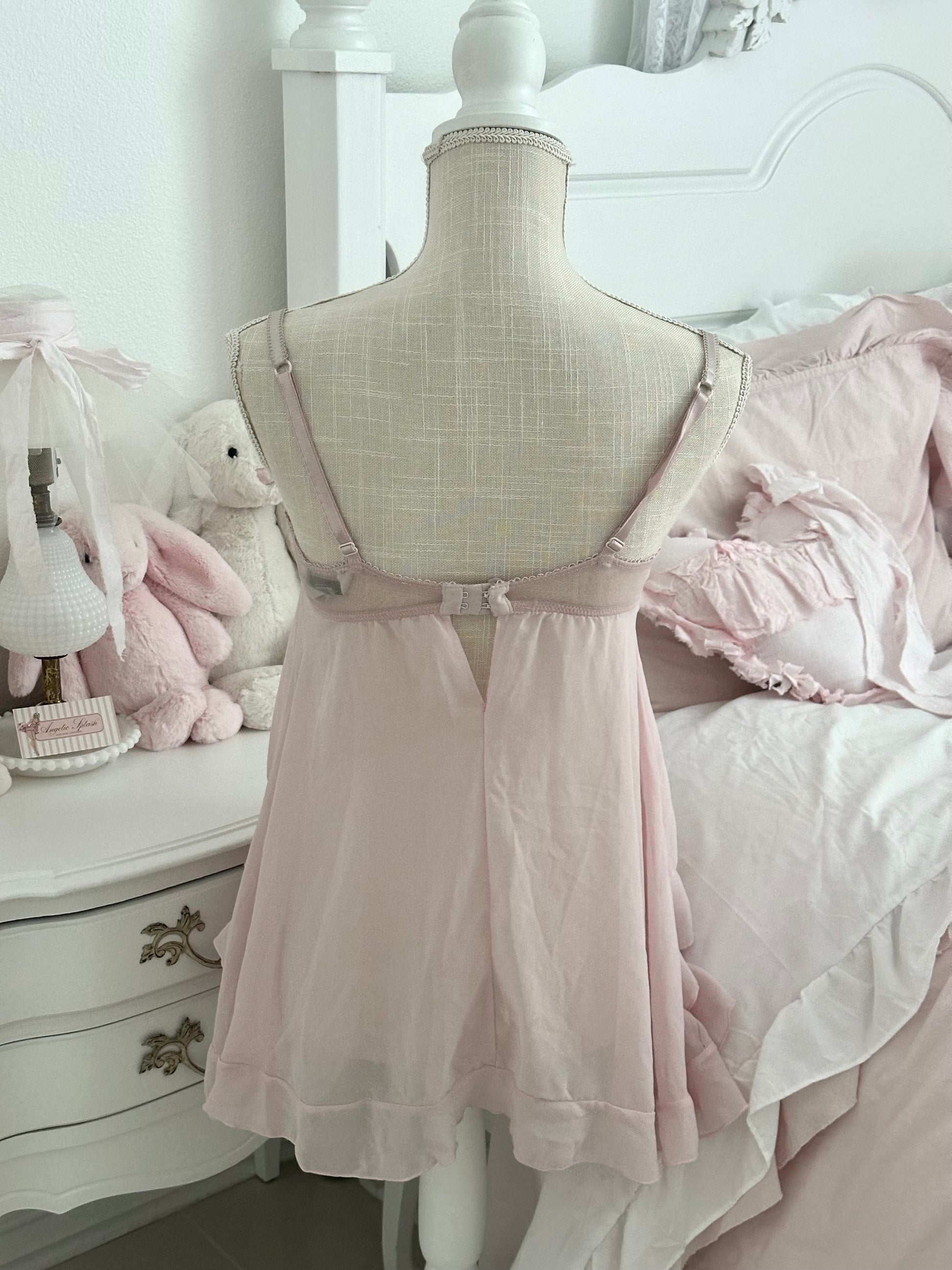Vintage Y2K Delicates Pink Aurora Babydoll Slip Dress Size: M