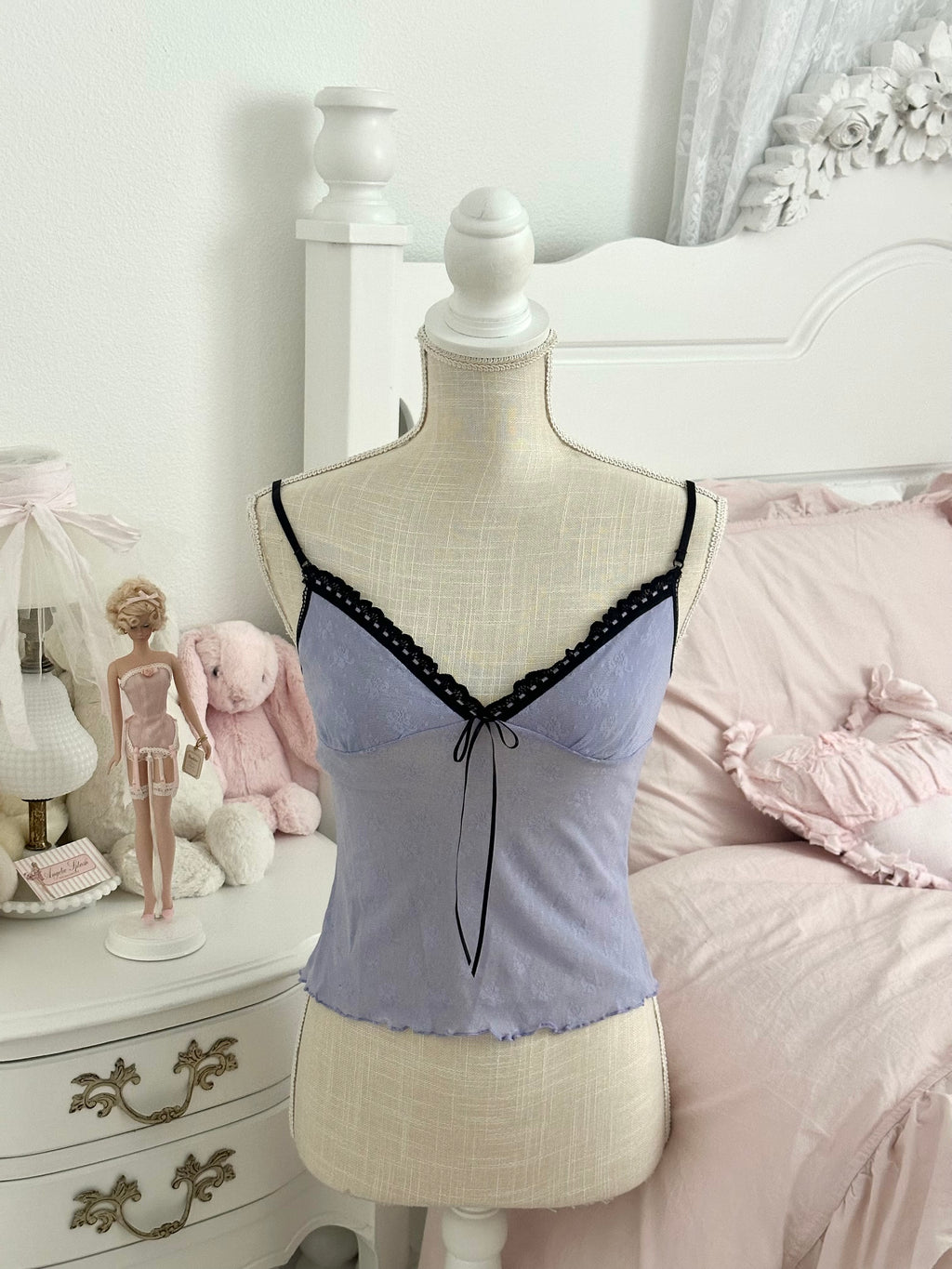 Vintage 2004 Victoria’s Secret Lilac & Black Sheer Cami Top Size: S