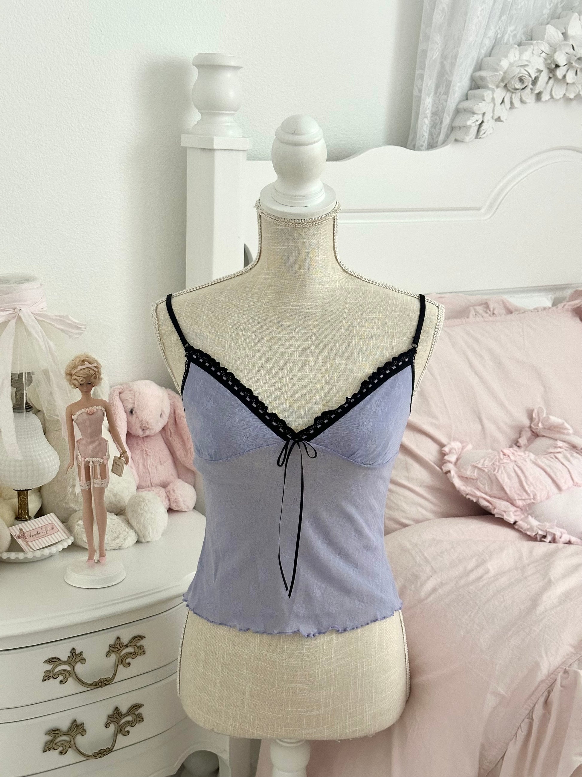 Vintage 2004 Victoria’s Secret Lilac & Black Sheer Cami Top Size: S