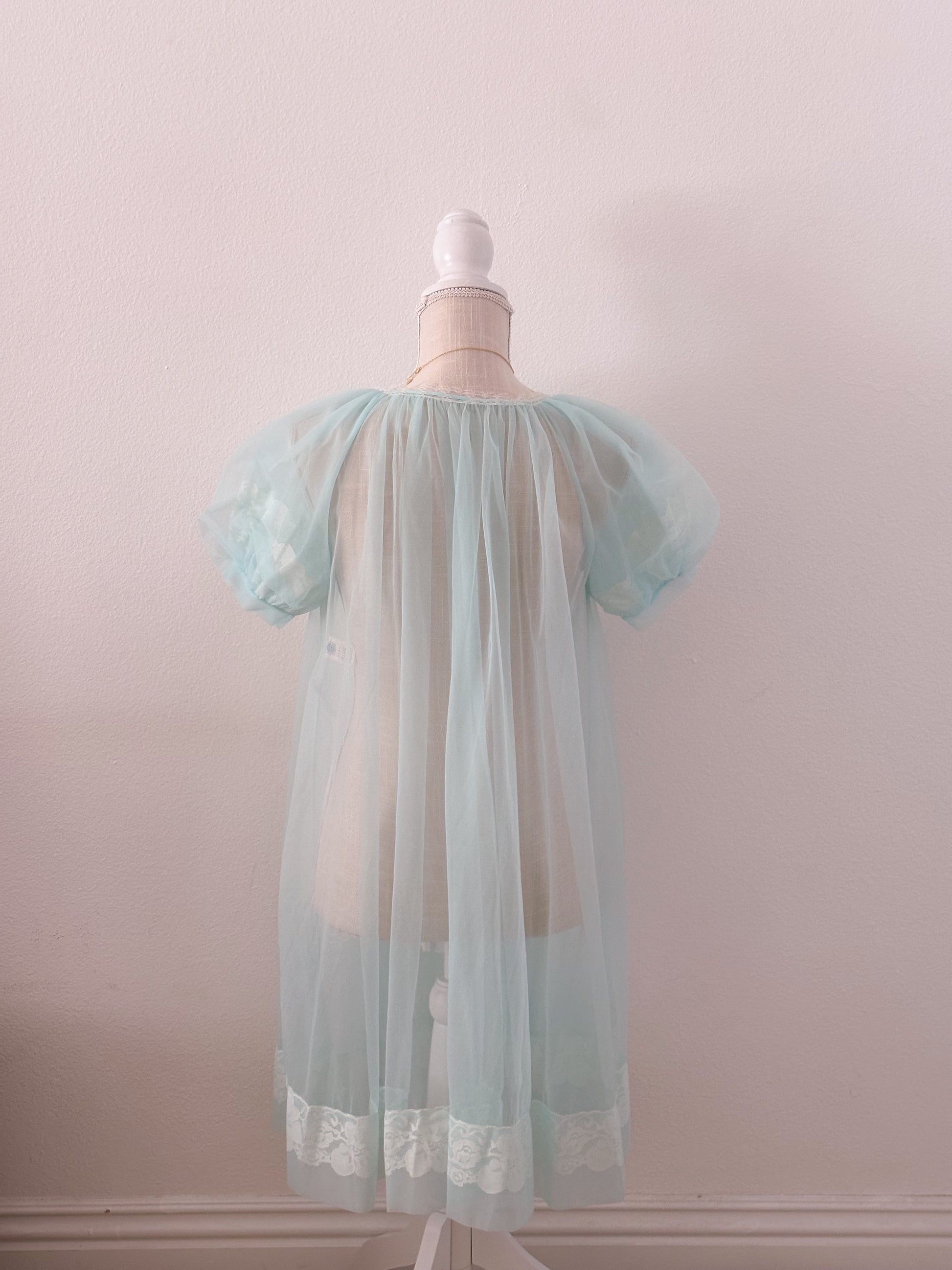 Vintage 1960s Peignoir Miss Elaine baby blue robe size: S