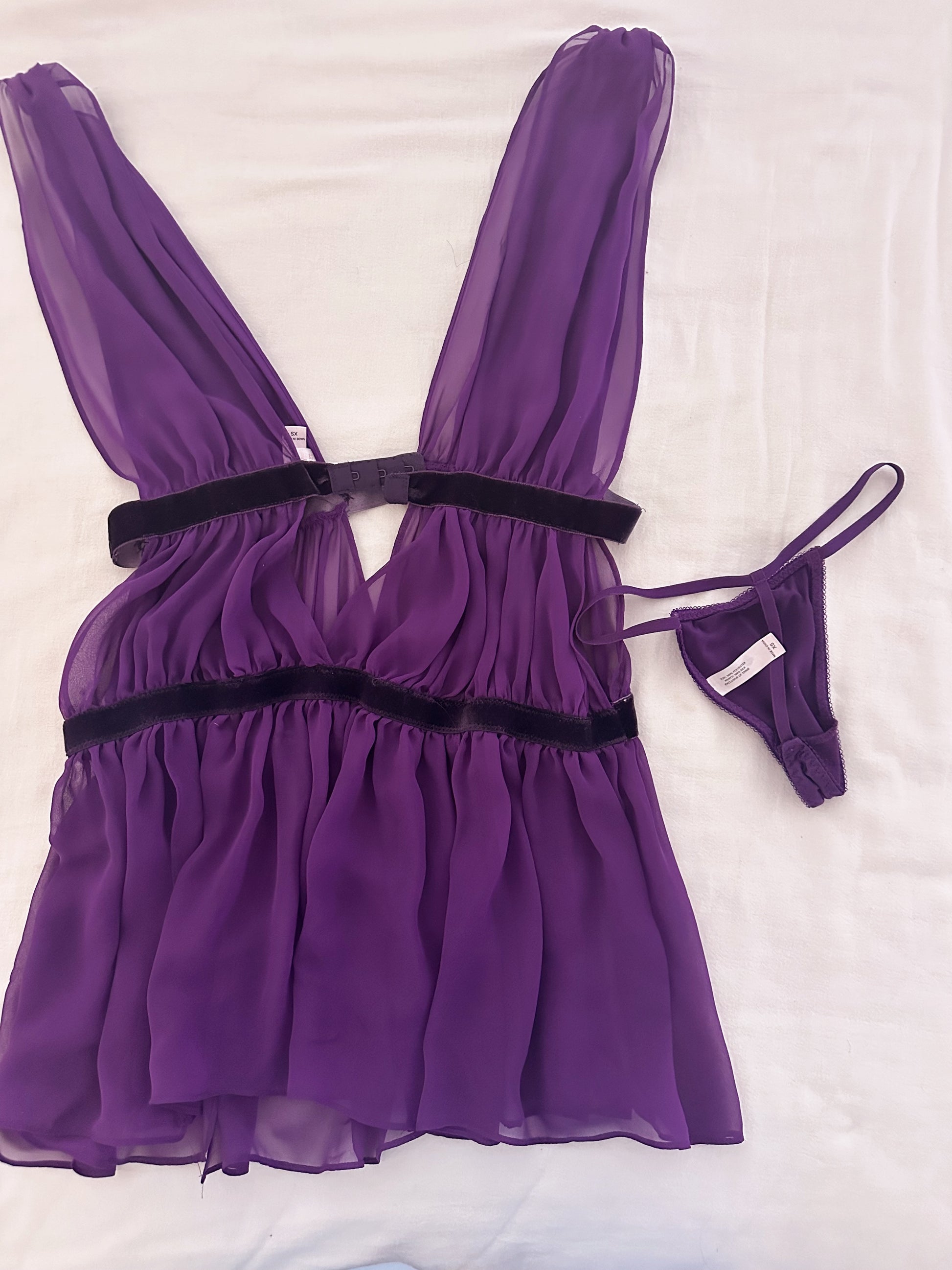 Vintage Victoria's Secret purple babydoll top set size: xs
