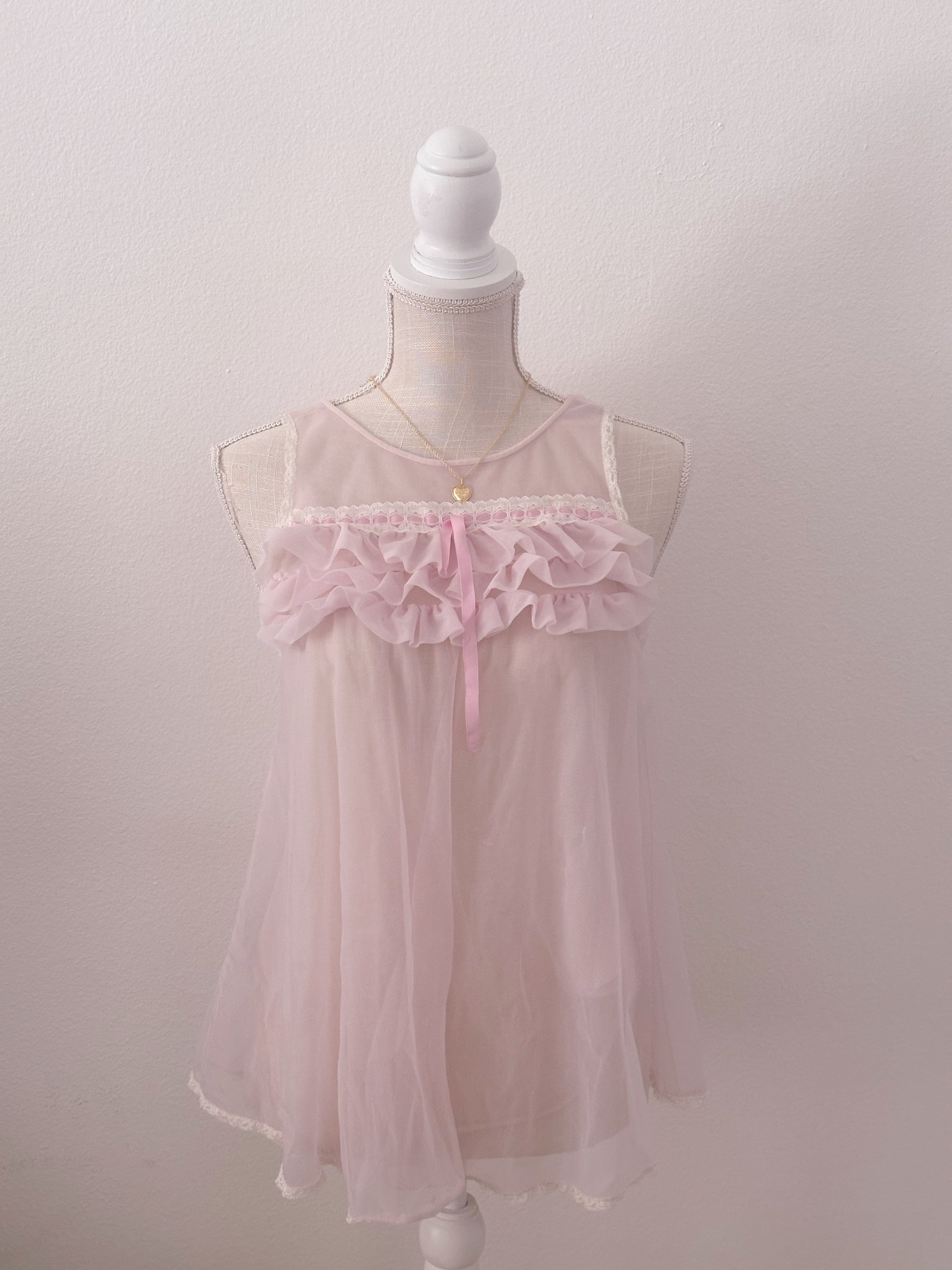 Vintage 1960s Pink Babydoll Top size: S