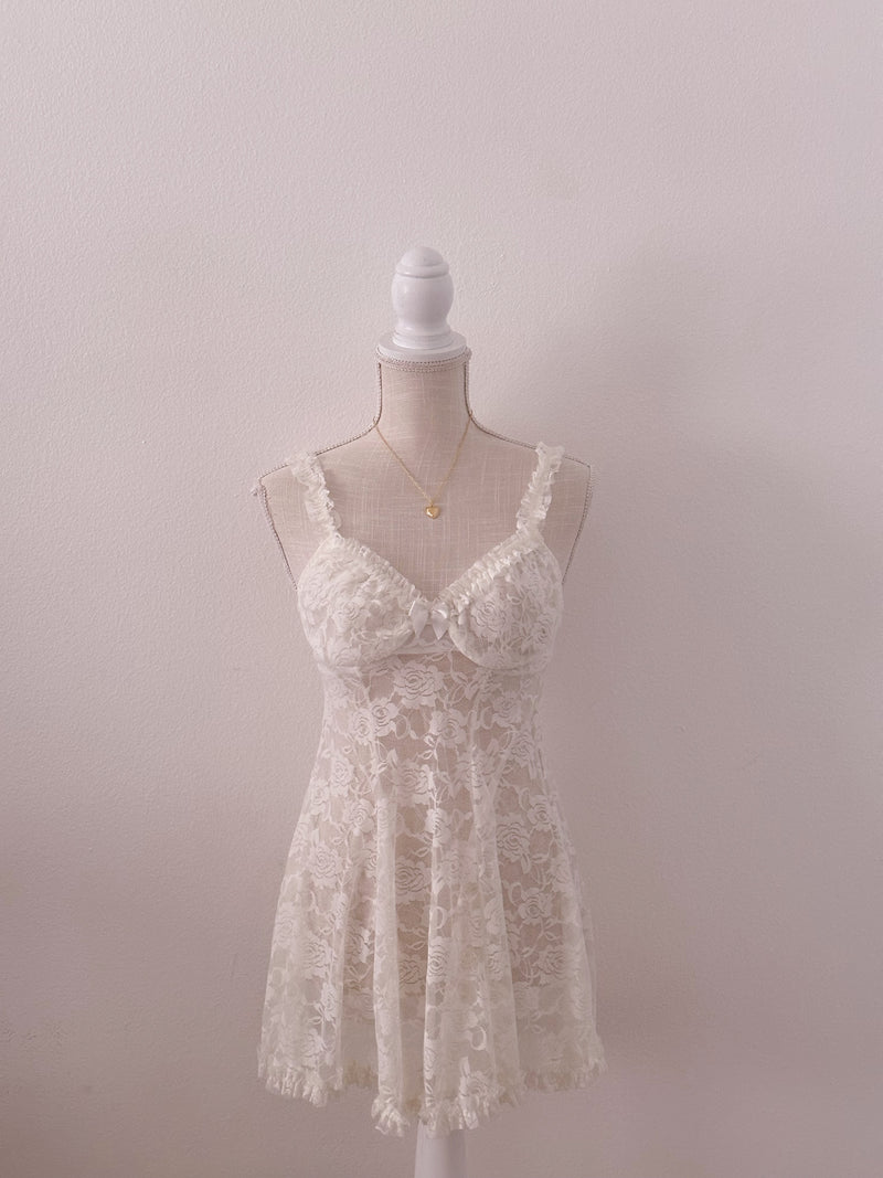 Vintage Madison Beer white babydoll slip dress size: S